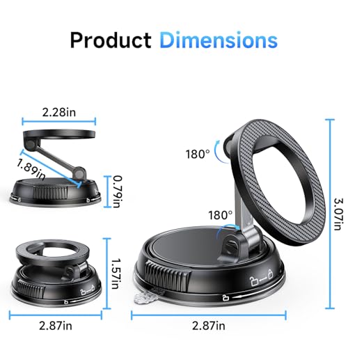 MagSafe Car Phone Holder Mount (Strong Suction, 360° Adjustable)