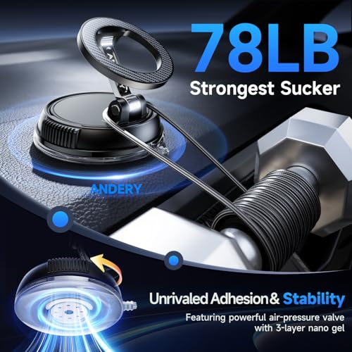 MagSafe Car Phone Holder Mount (Strong Suction, 360° Adjustable)