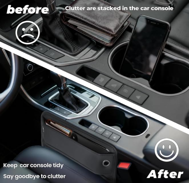2 Pack Leather Seat Gap Organizer (Phone, Keys Storage)