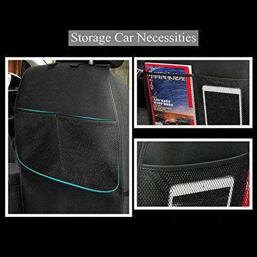 2 Pack Kick Mats Seat Back Protector (Waterproof, PU Leather, Organizer)