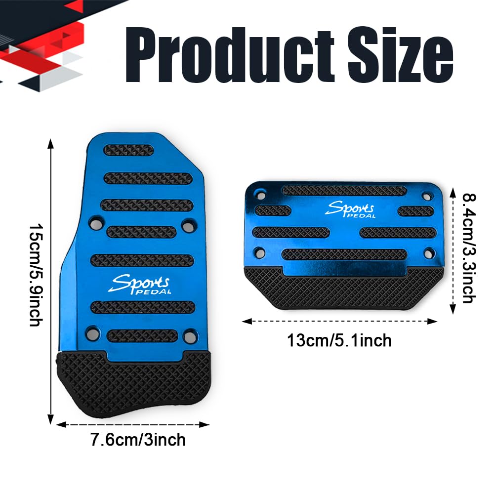 2PCS Aluminum Pedal Covers (Non-Slip, Universal)