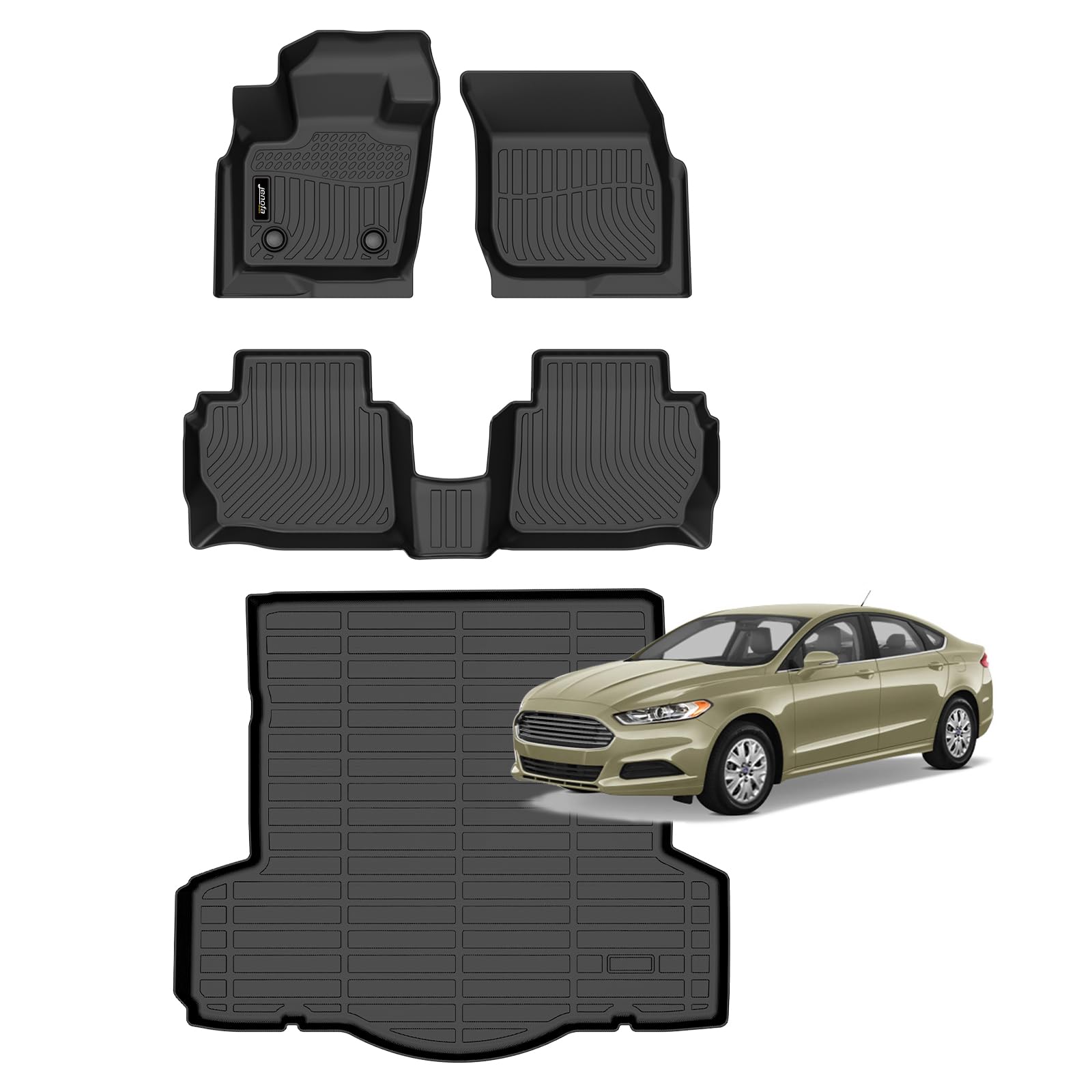 All-Weather Car Floor Mats Full Set (TPE, Cargo & Rear Back Mat)