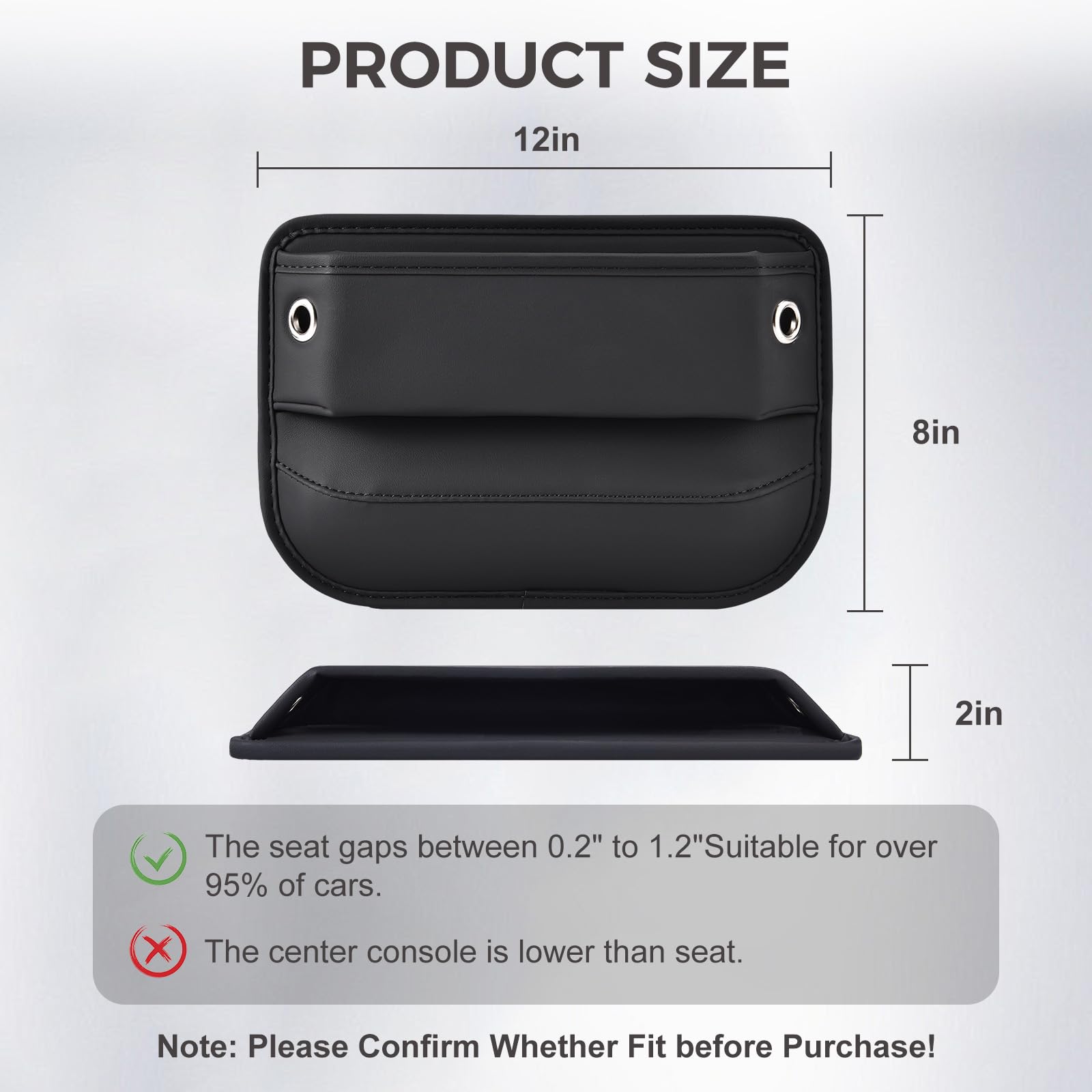 2 Pack Leather Seat Gap Organizer (Phone, Keys Storage)