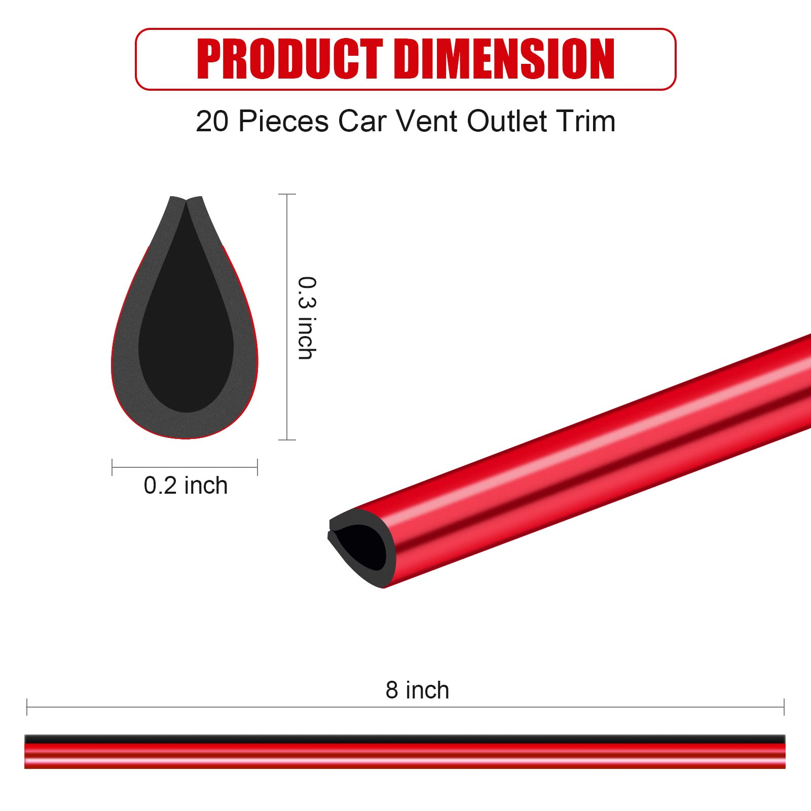 20PCS Car Air Vent Trim Strips (Flexible, Waterproof, Universal)