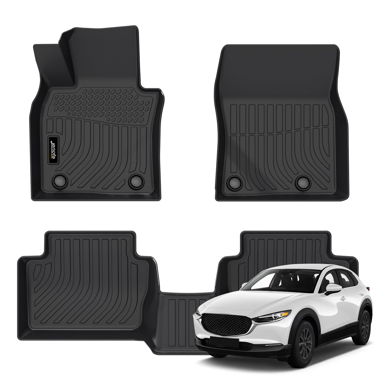 All-Weather Car Floor Mats Full Set (TPE, Cargo & Rear Back Mat)