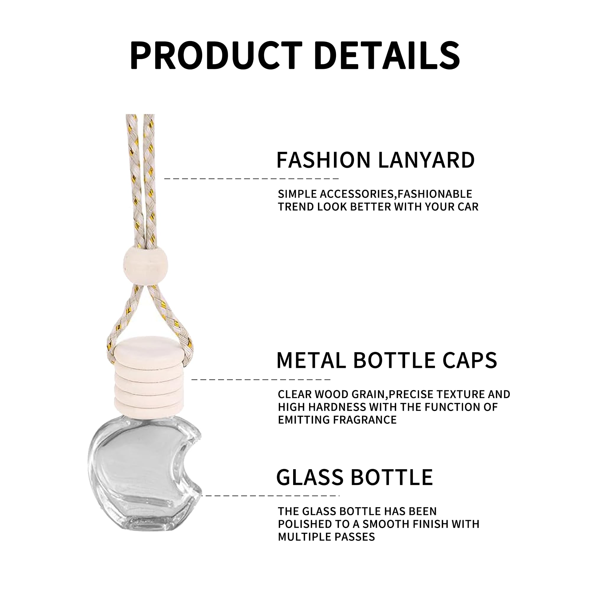 5PCS Hanging Car Air Freshener Diffuser (Glass Bottle, Aromatherapy)