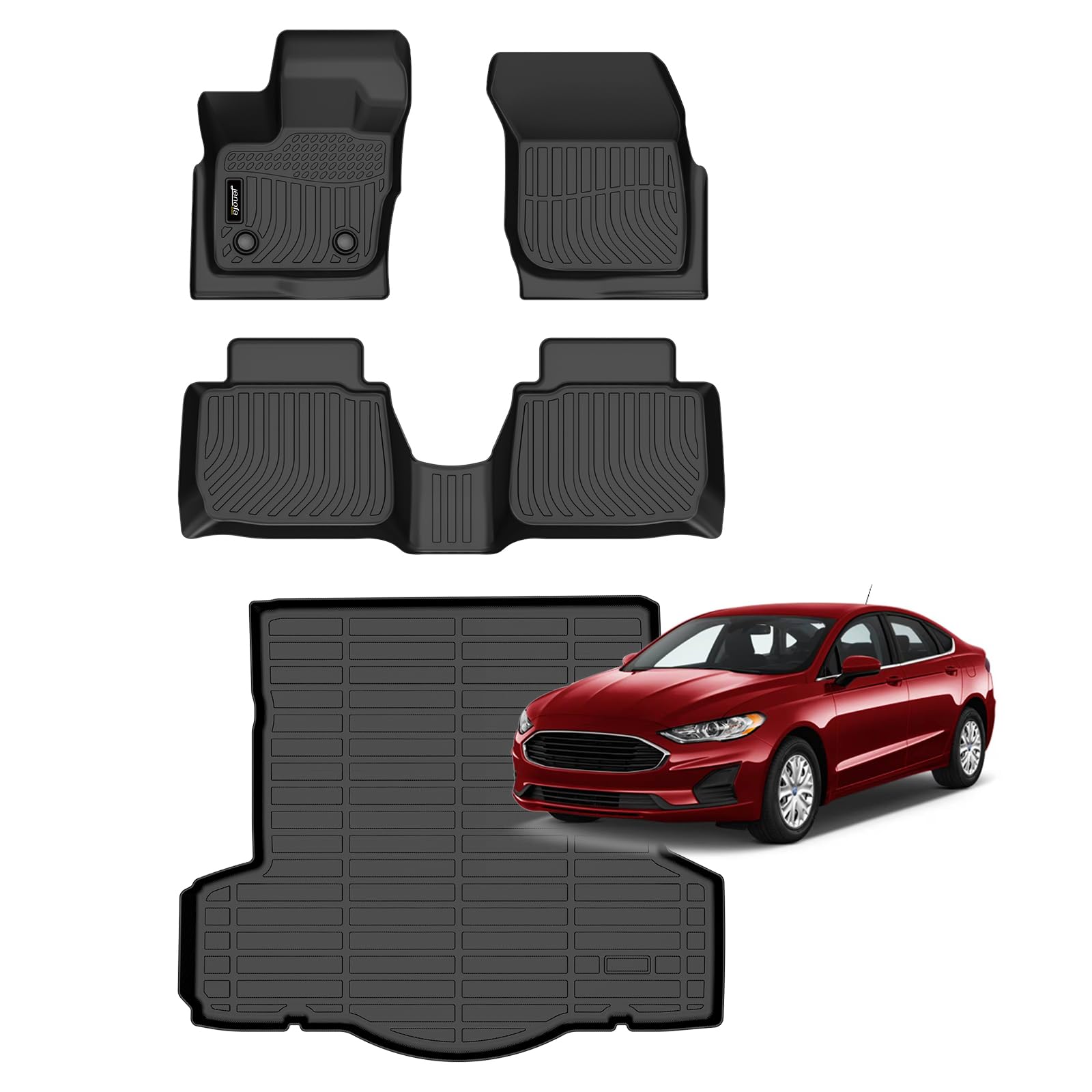 All-Weather Car Floor Mats Full Set (TPE, Cargo & Rear Back Mat)