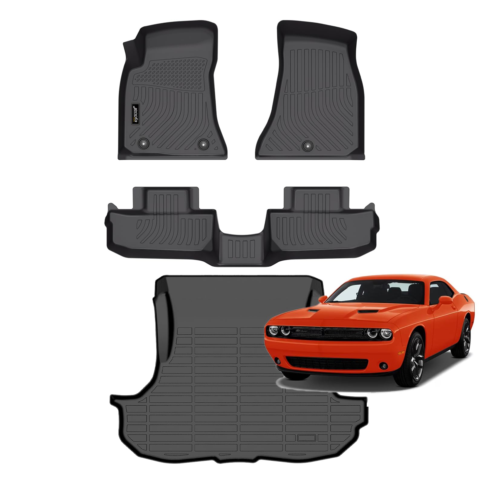 All-Weather Car Floor Mats Full Set (TPE, Cargo & Rear Back Mat)