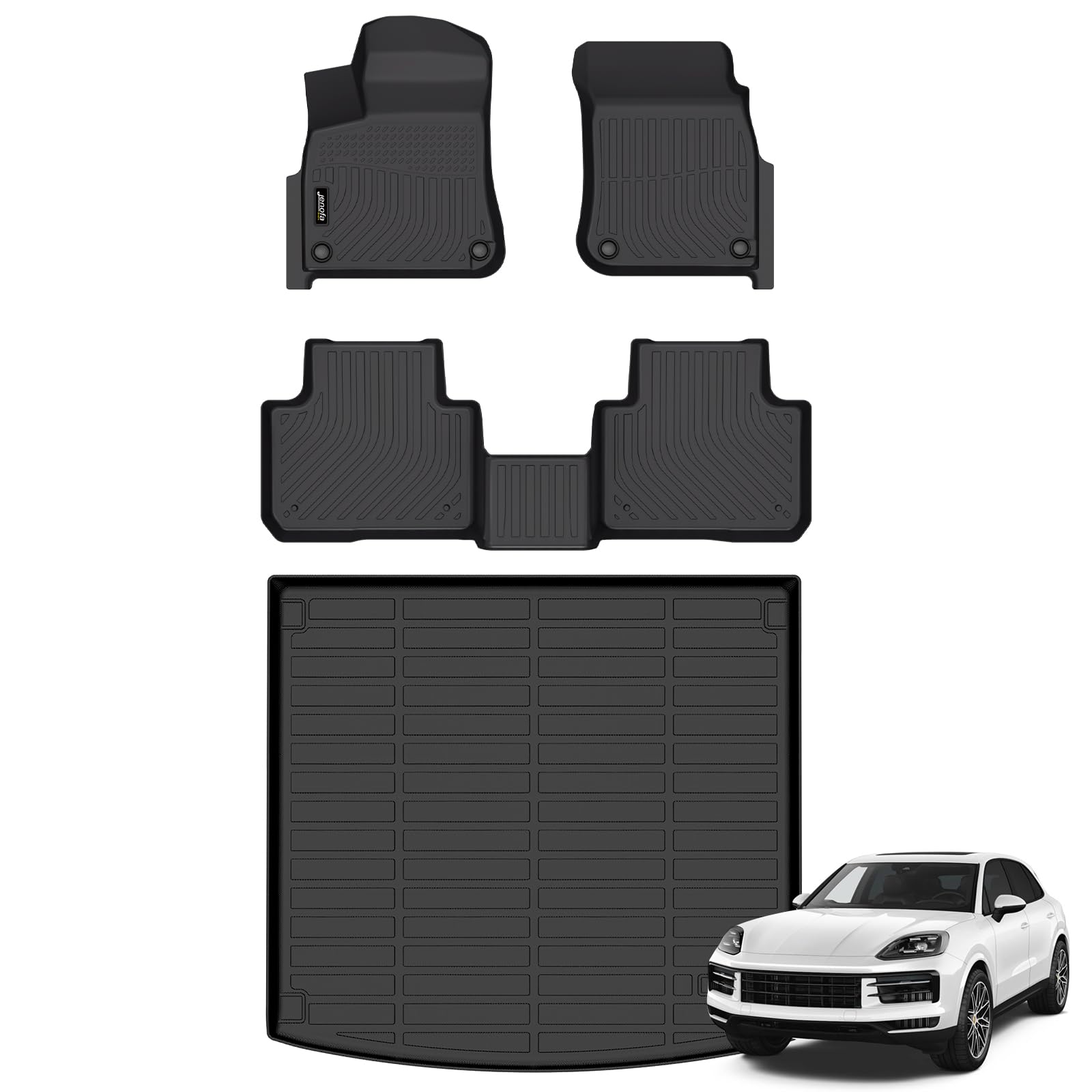All-Weather Car Floor Mats Full Set (TPE, Cargo & Rear Back Mat)