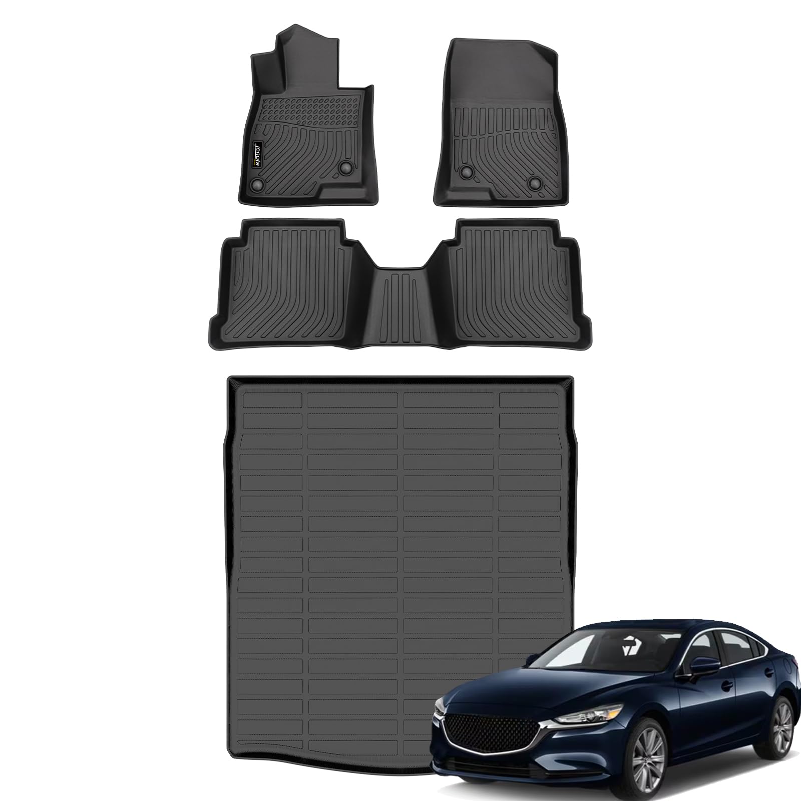 All-Weather Car Floor Mats Full Set (TPE, Cargo & Rear Back Mat)