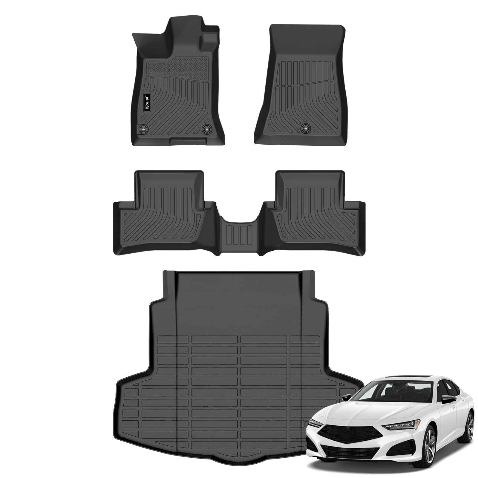 All-Weather Car Floor Mats Full Set (TPE, Cargo & Rear Back Mat)