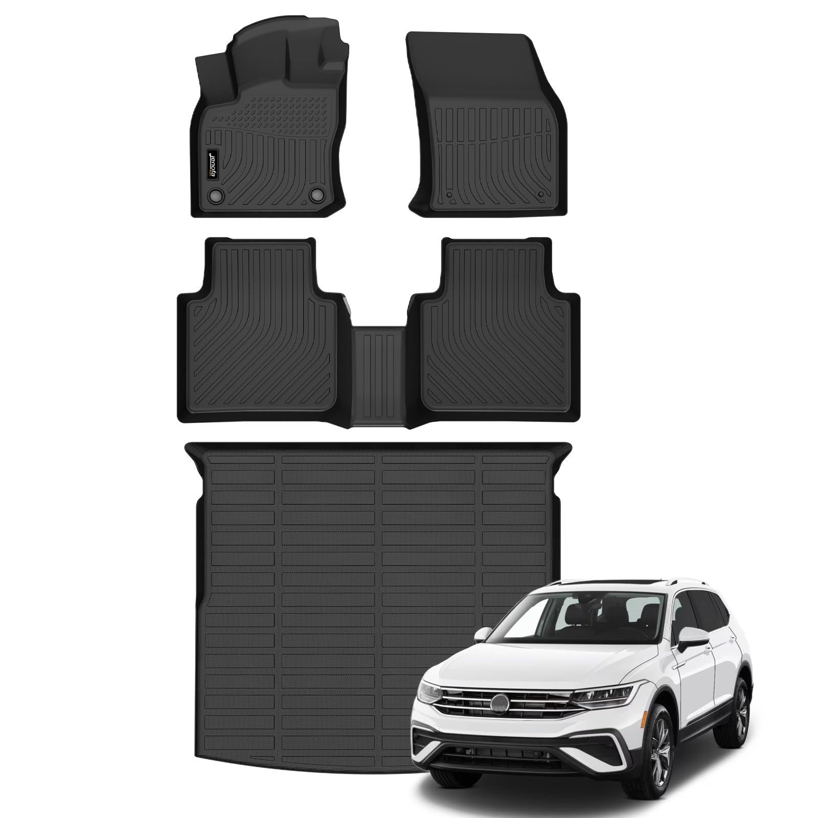 All-Weather Car Floor Mats Full Set (TPE, Cargo & Rear Back Mat)