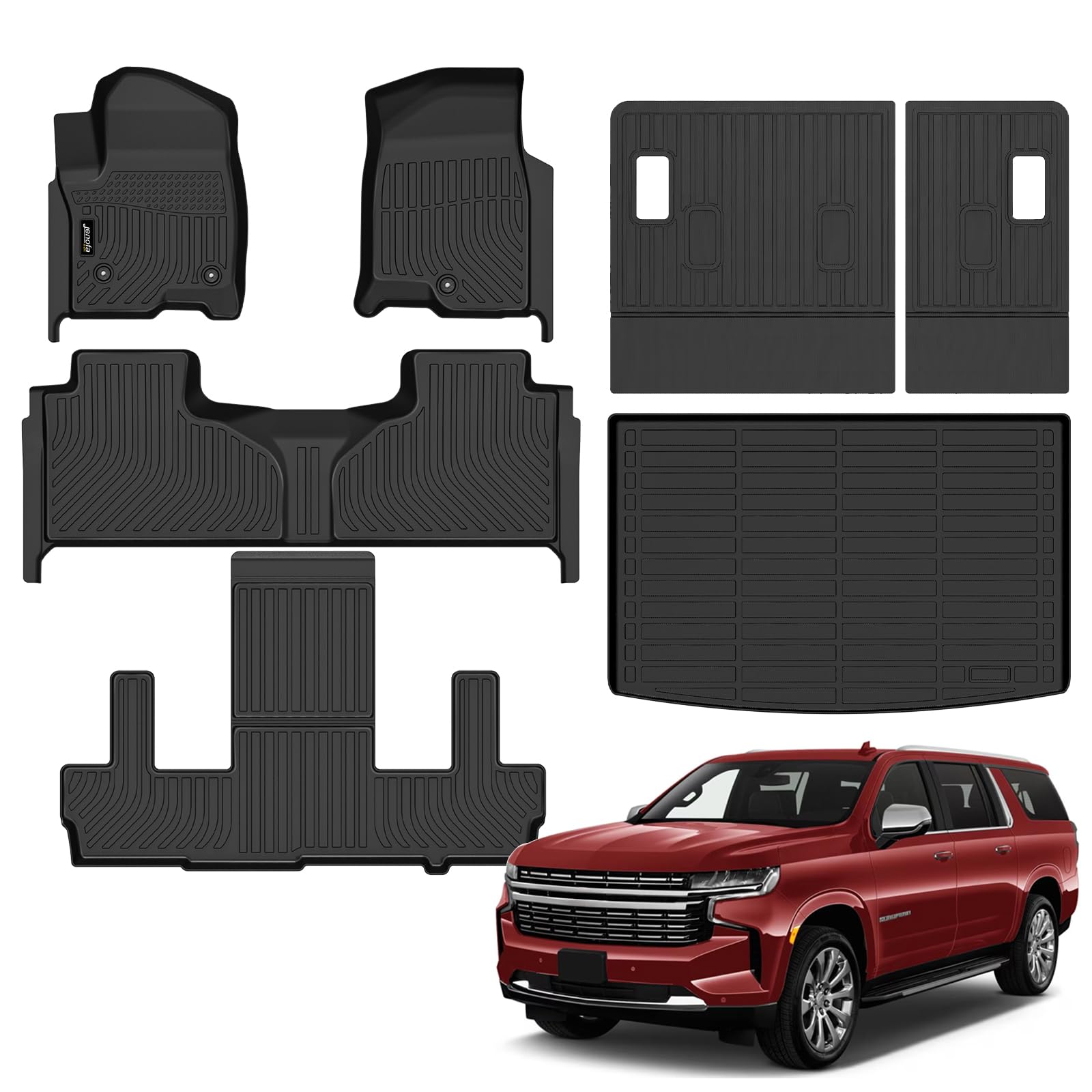 All-Weather Car Floor Mats Full Set (TPE, Cargo & Rear Back Mat)