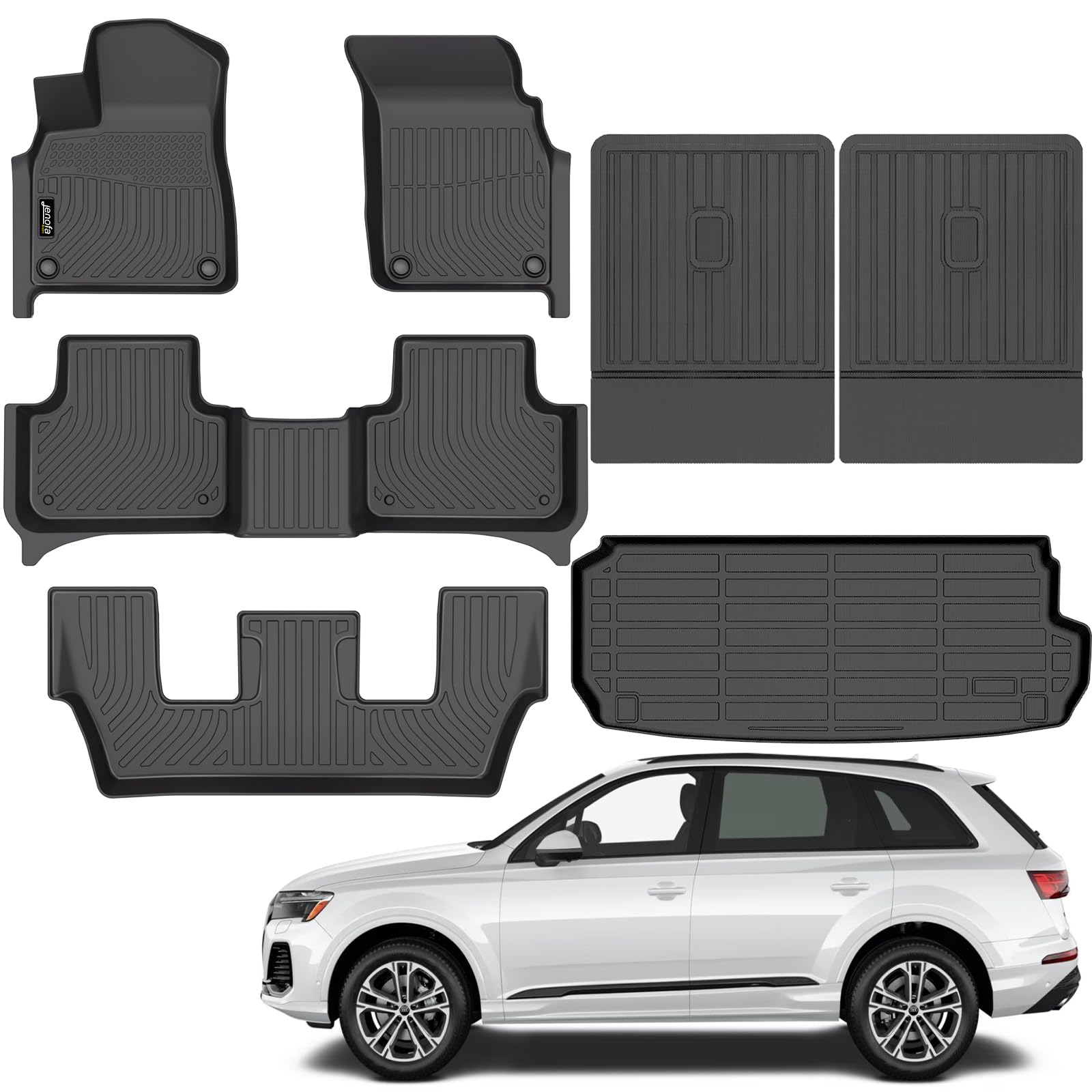 All-Weather Car Floor Mats Full Set (TPE, Cargo & Rear Back Mat)