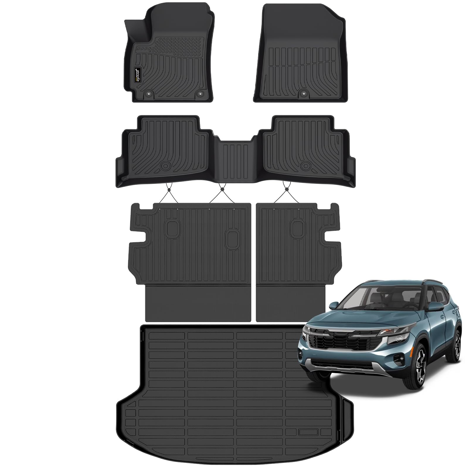 All-Weather Car Floor Mats Full Set (TPE, Cargo & Rear Back Mat)