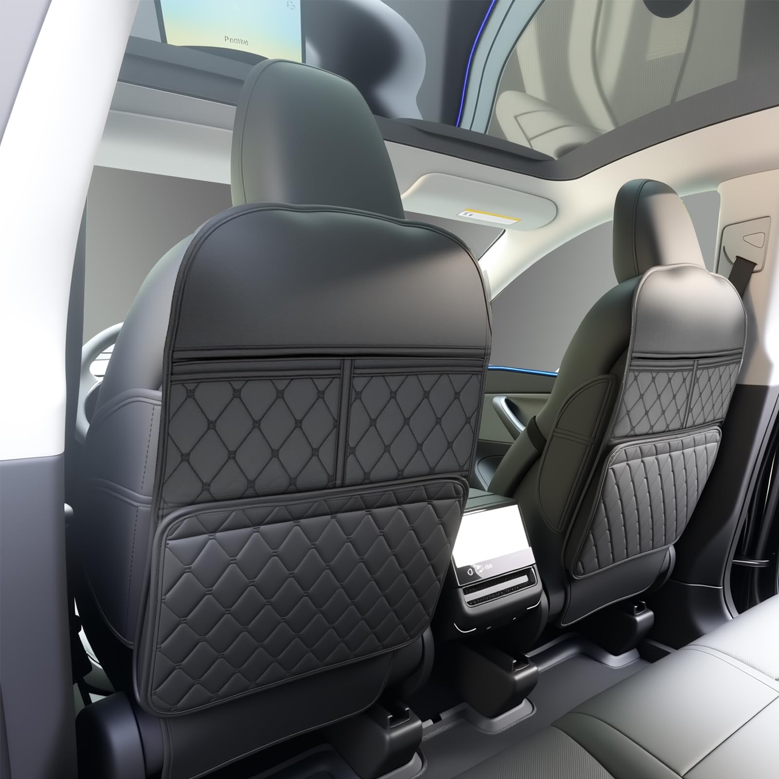 2 Pack Kick Mats Seat Back Protector (Kids, Anti-Scuff, Organizer)