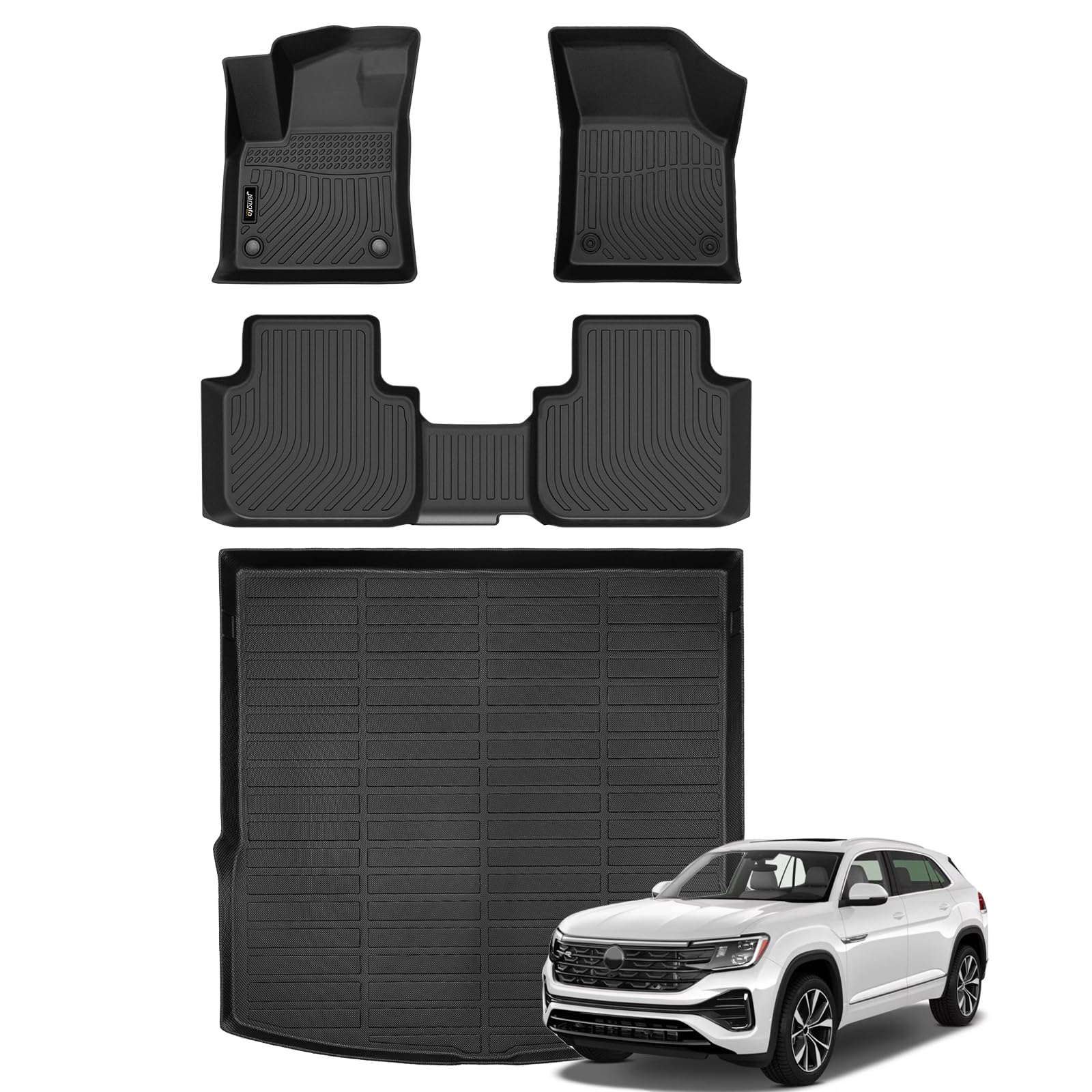 All-Weather Car Floor Mats Full Set (TPE, Cargo & Rear Back Mat)