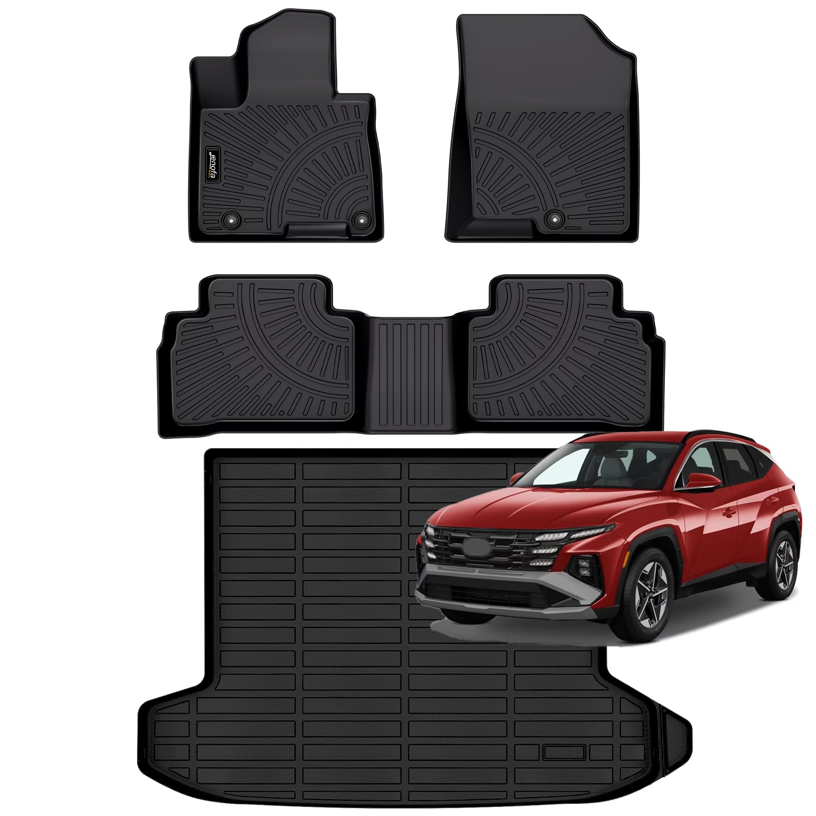 All-Weather Car Floor Mats Full Set (TPE, Cargo & Rear Back Mat)