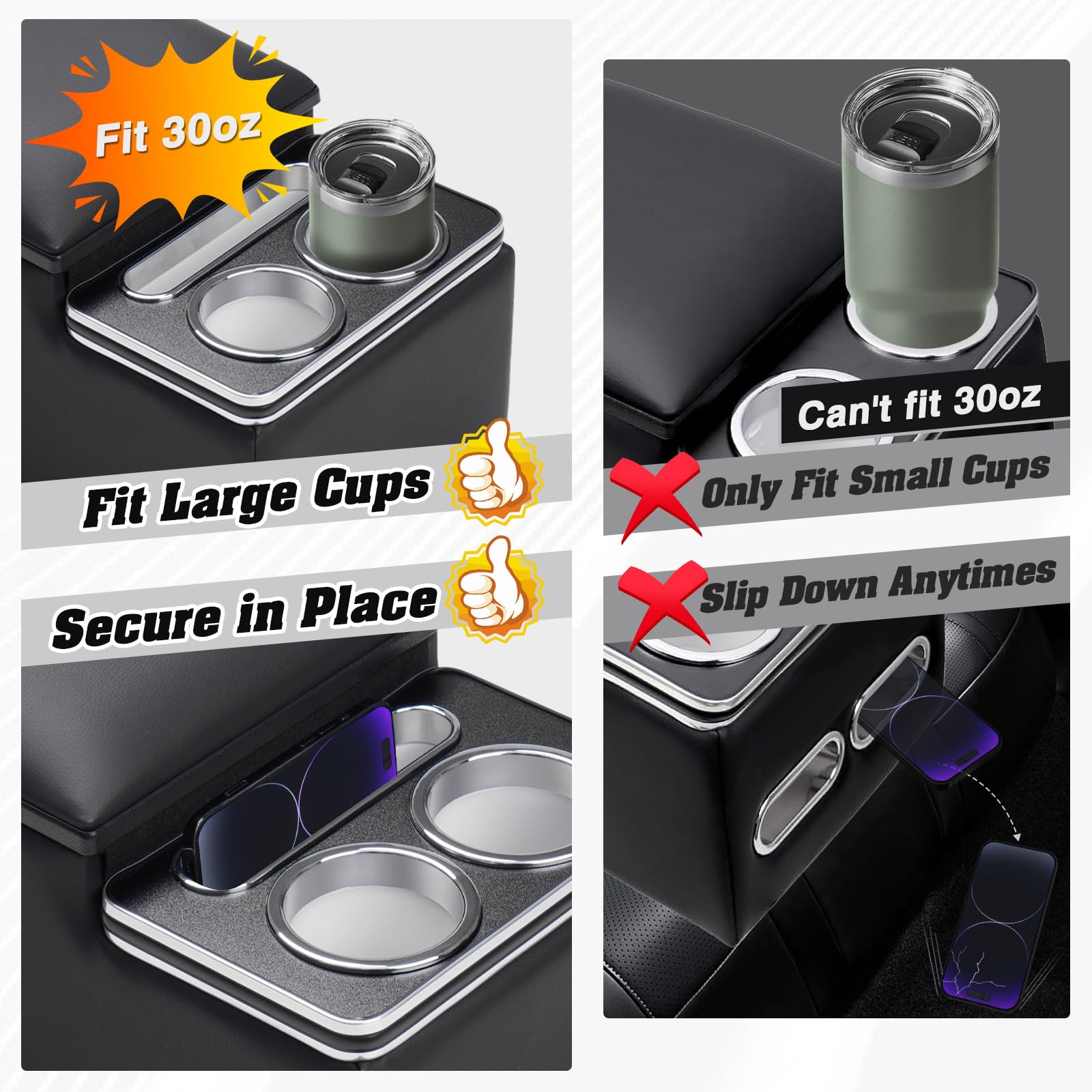 Bench Seat Center Console Organizer (Large Cup & Phone Holder)