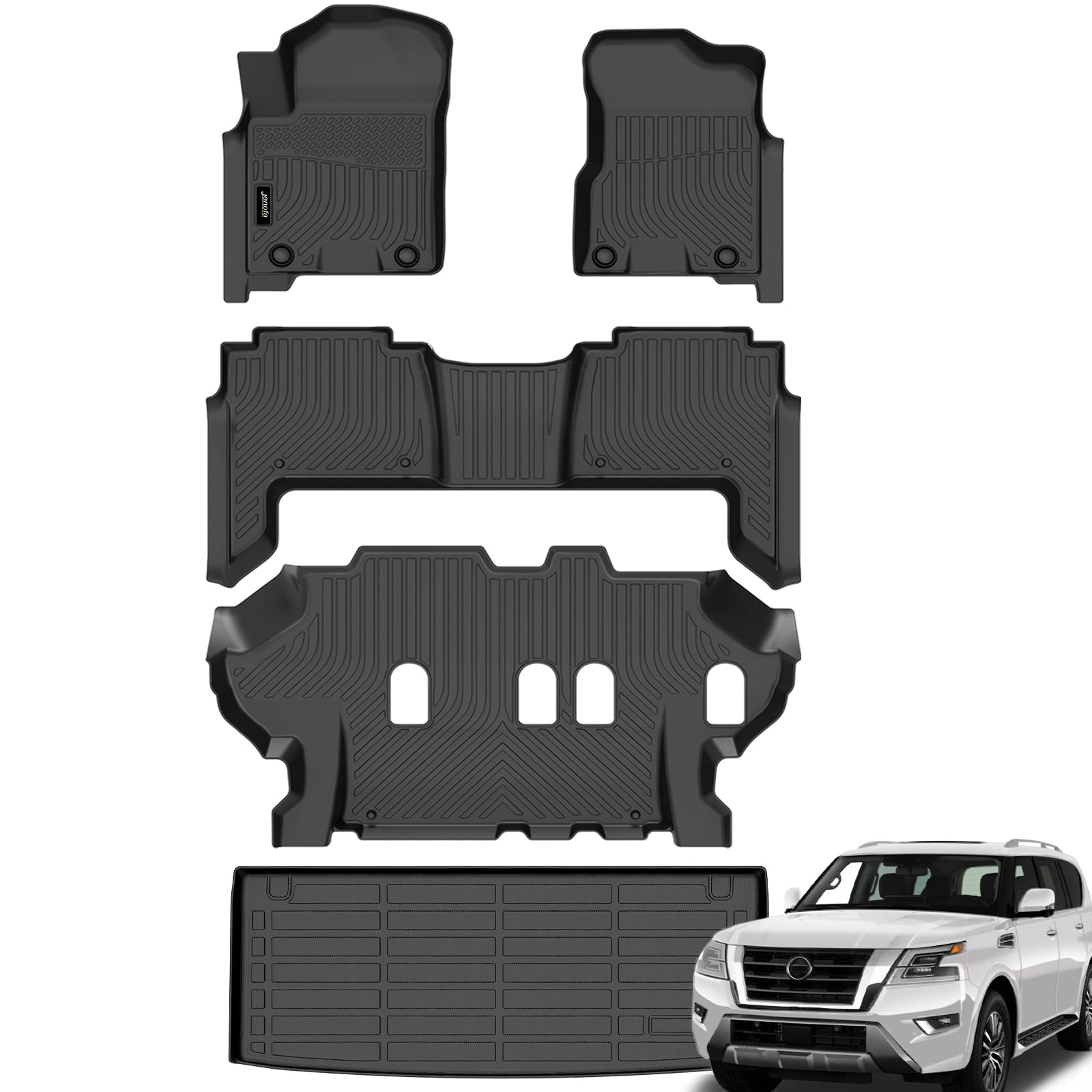 All-Weather Car Floor Mats Full Set (TPE, Cargo & Rear Back Mat)