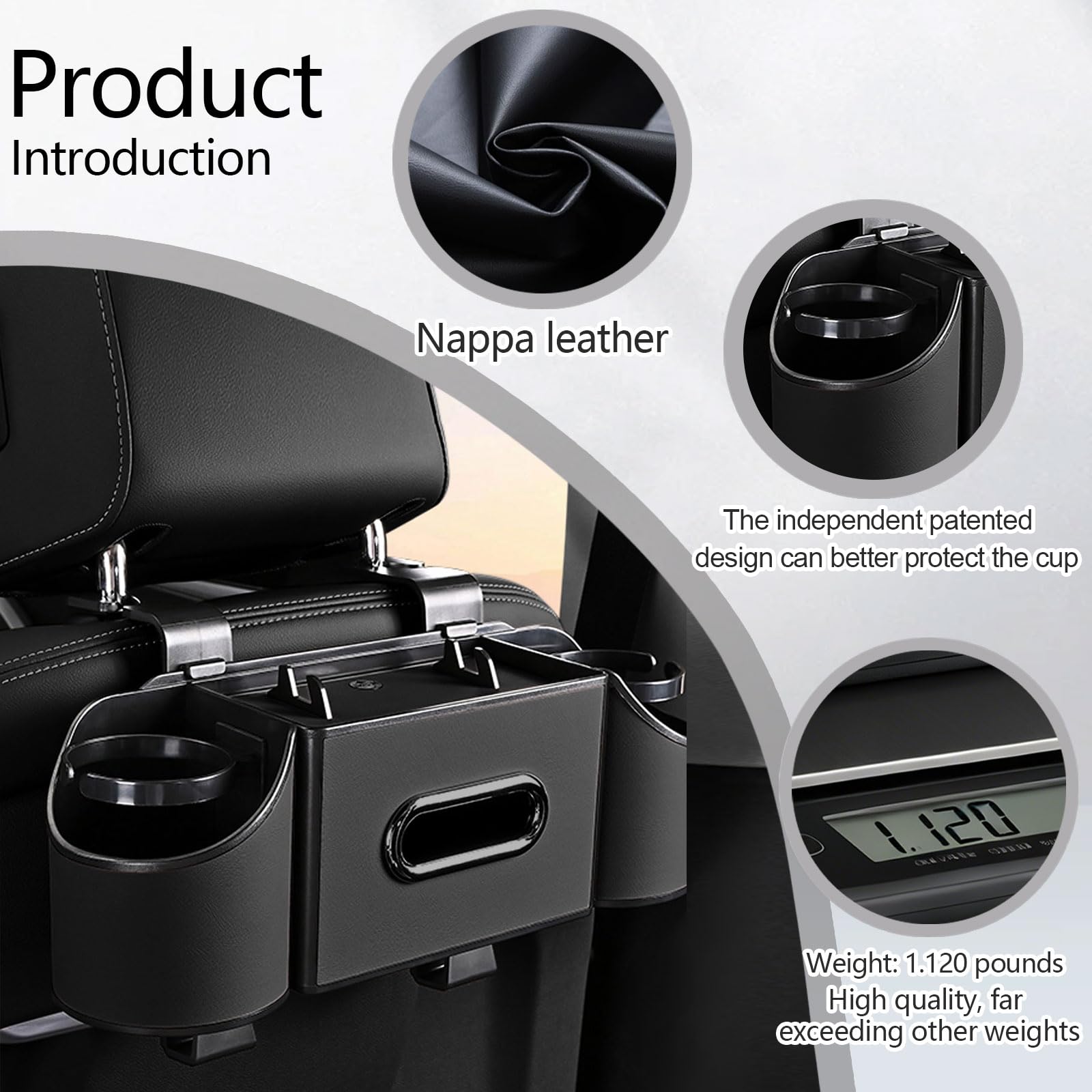 4-in-1 Back Seat Organizer Box (Cup Holder, Tissue & Storage)