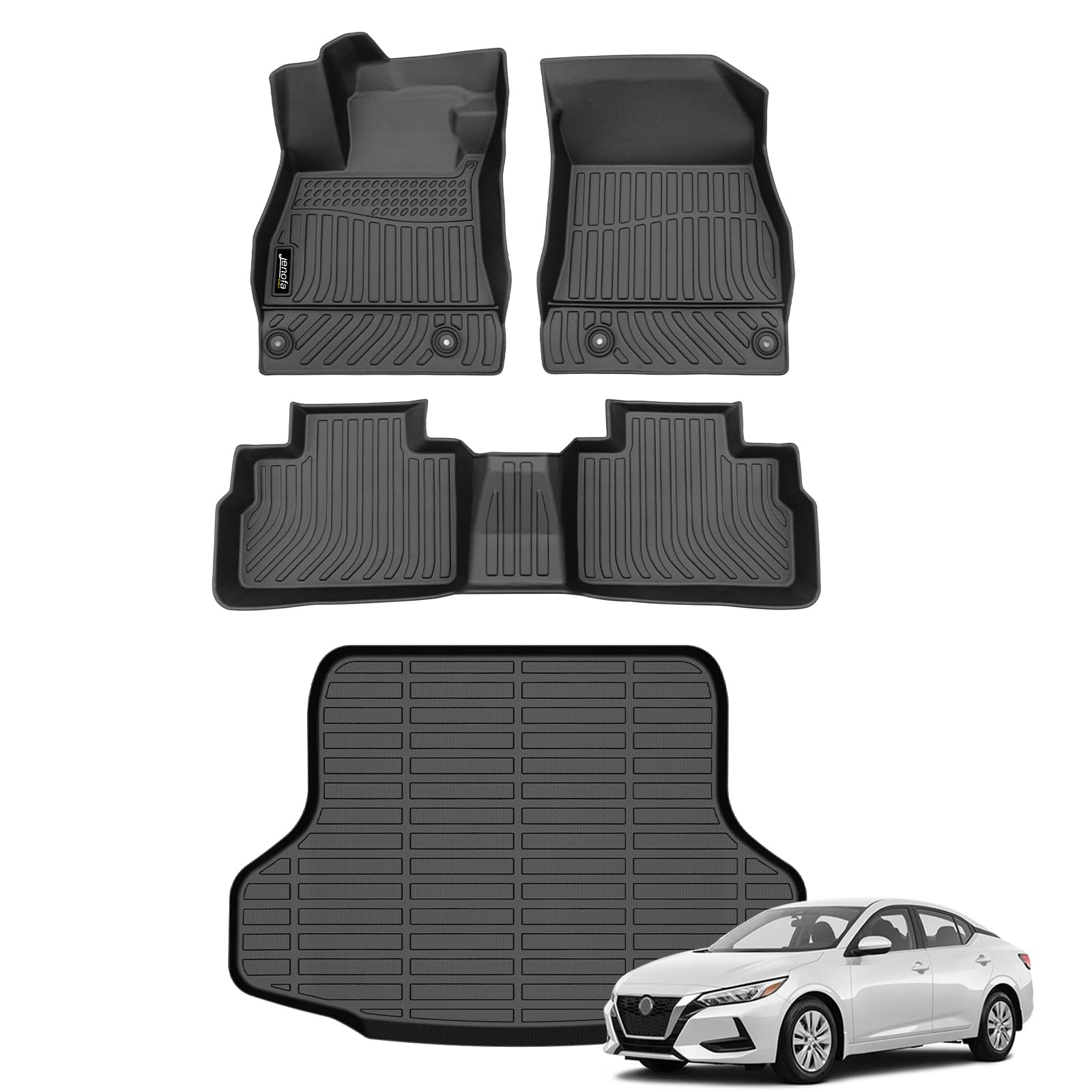 All-Weather Car Floor Mats Full Set (TPE, Cargo & Rear Back Mat)