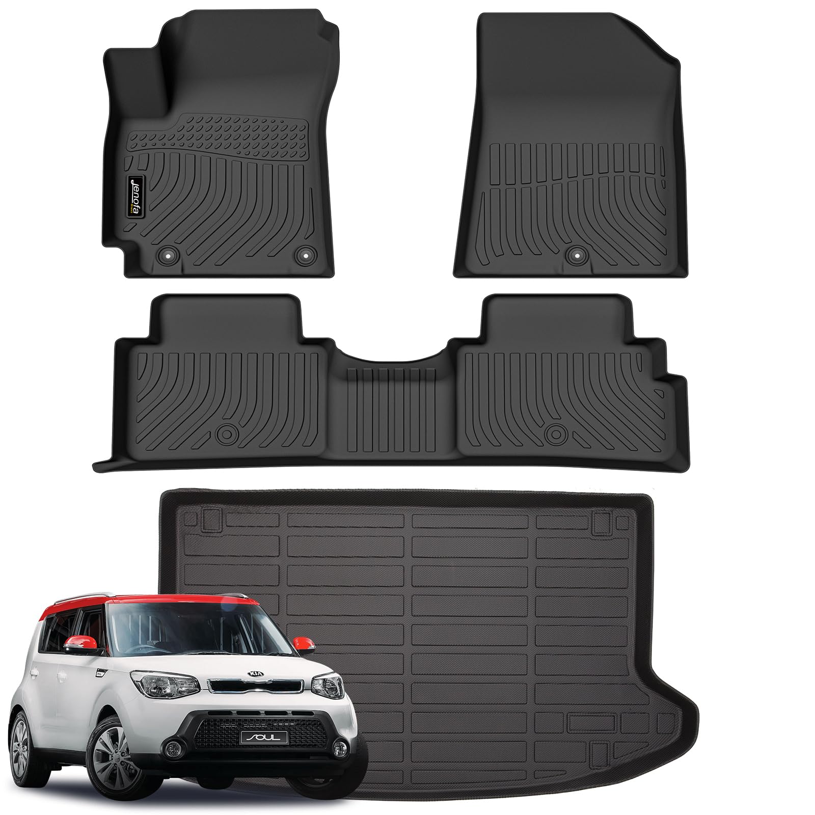 All-Weather Car Floor Mats Full Set (TPE, Cargo & Rear Back Mat)