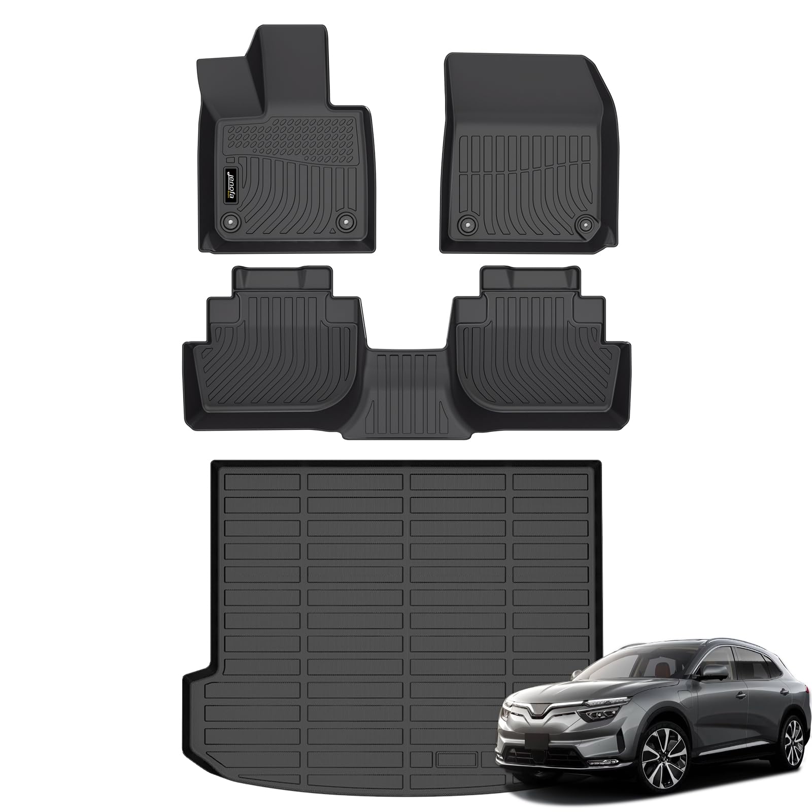 All-Weather Car Floor Mats Full Set (TPE, Cargo & Rear Back Mat)