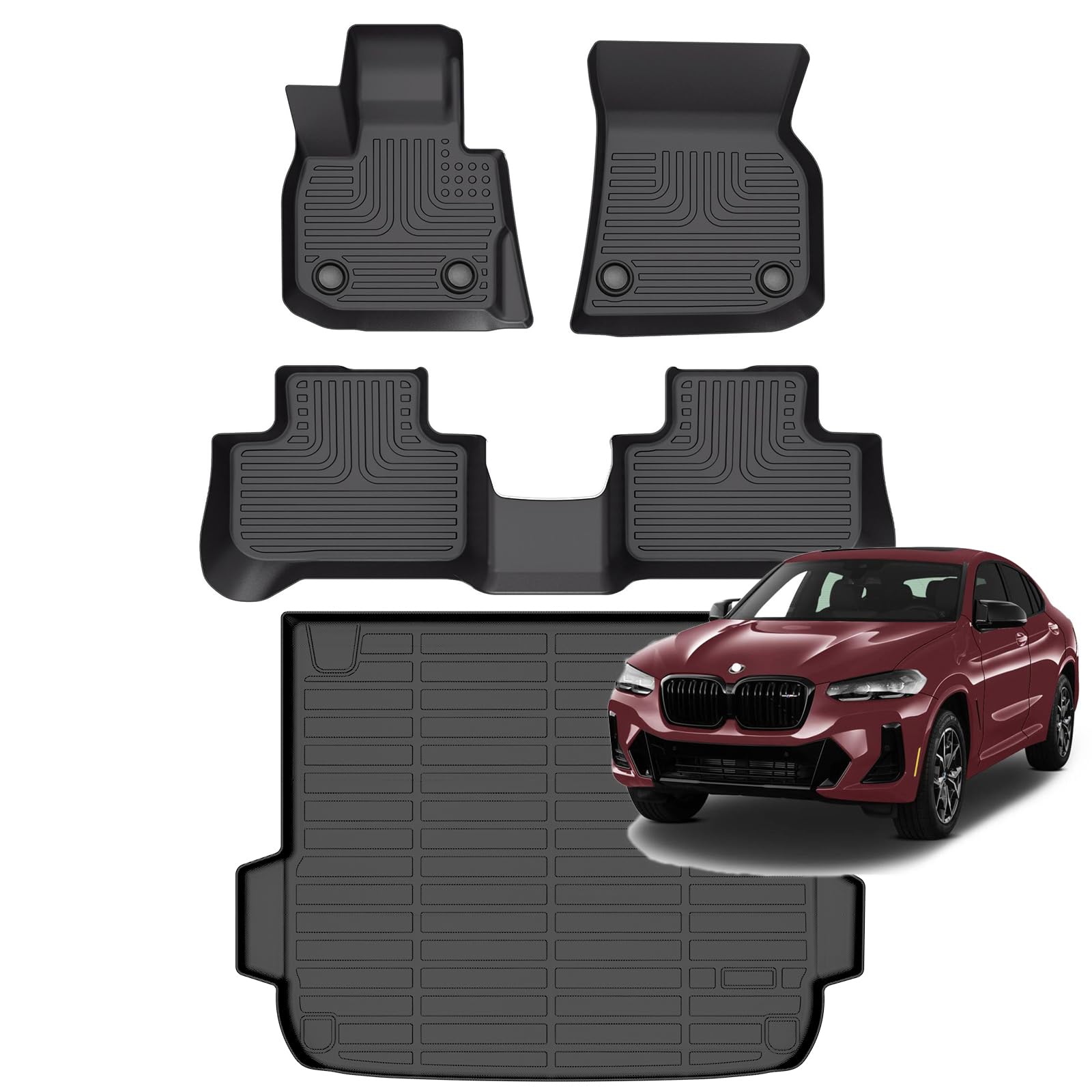 All-Weather Car Floor Mats Full Set (TPE, Cargo & Rear Back Mat)