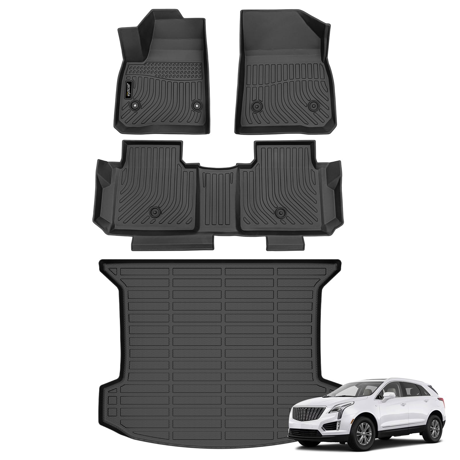 All-Weather Car Floor Mats Full Set (TPE, Cargo & Rear Back Mat)