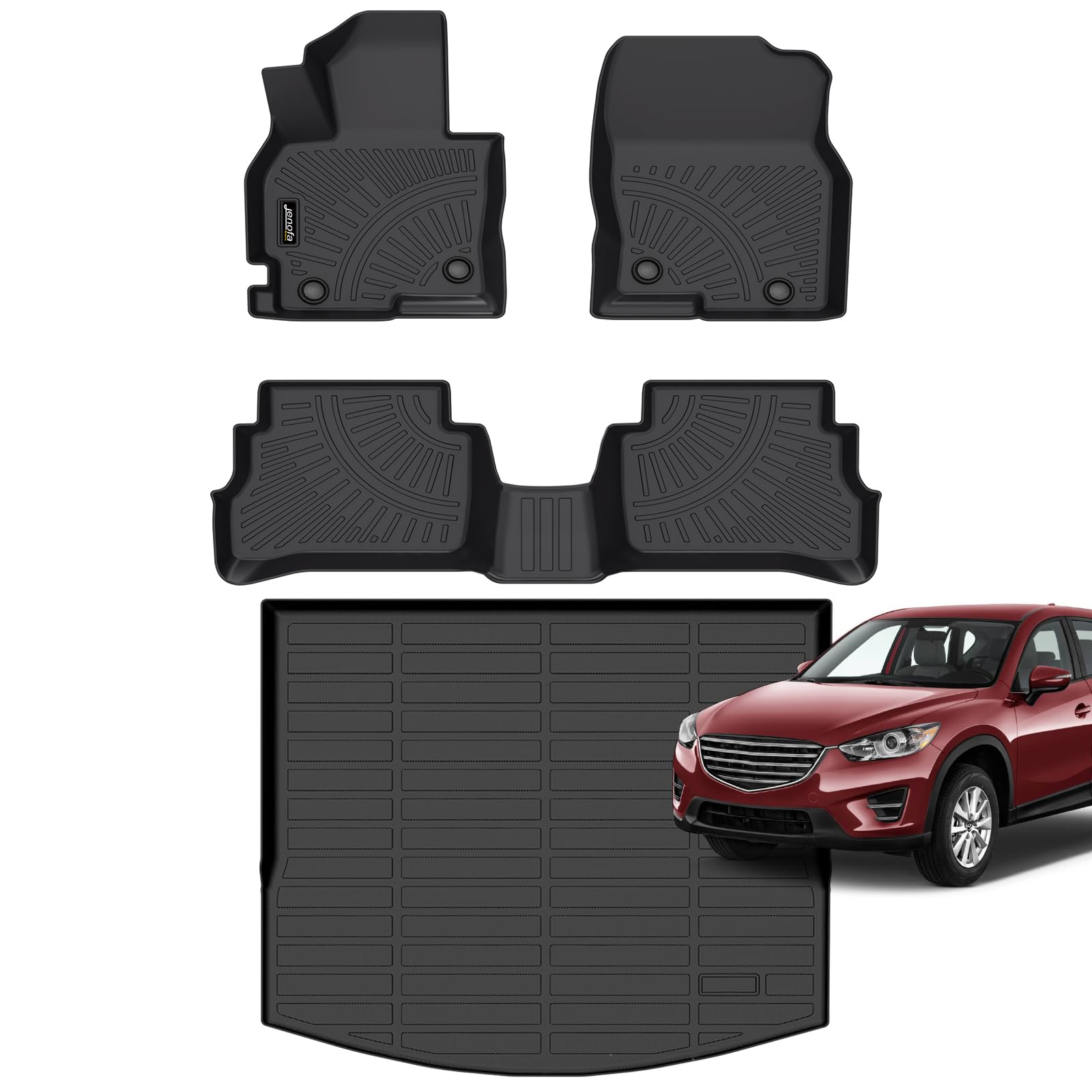 All-Weather Car Floor Mats Full Set (TPE, Cargo & Rear Back Mat)
