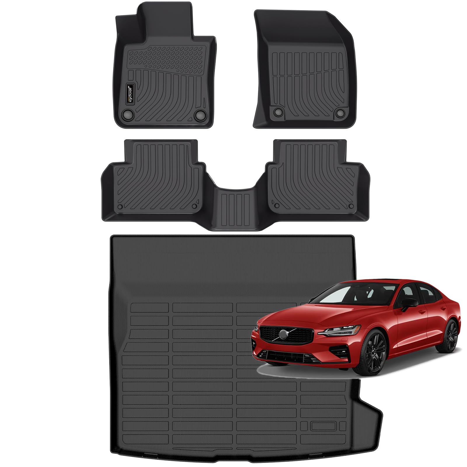 All-Weather Car Floor Mats Full Set (TPE, Cargo & Rear Back Mat)