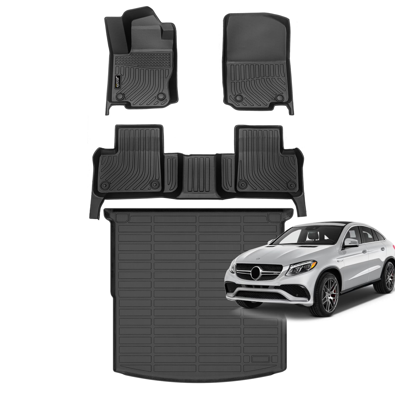 All-Weather Car Floor Mats Full Set (TPE, Cargo & Rear Back Mat)