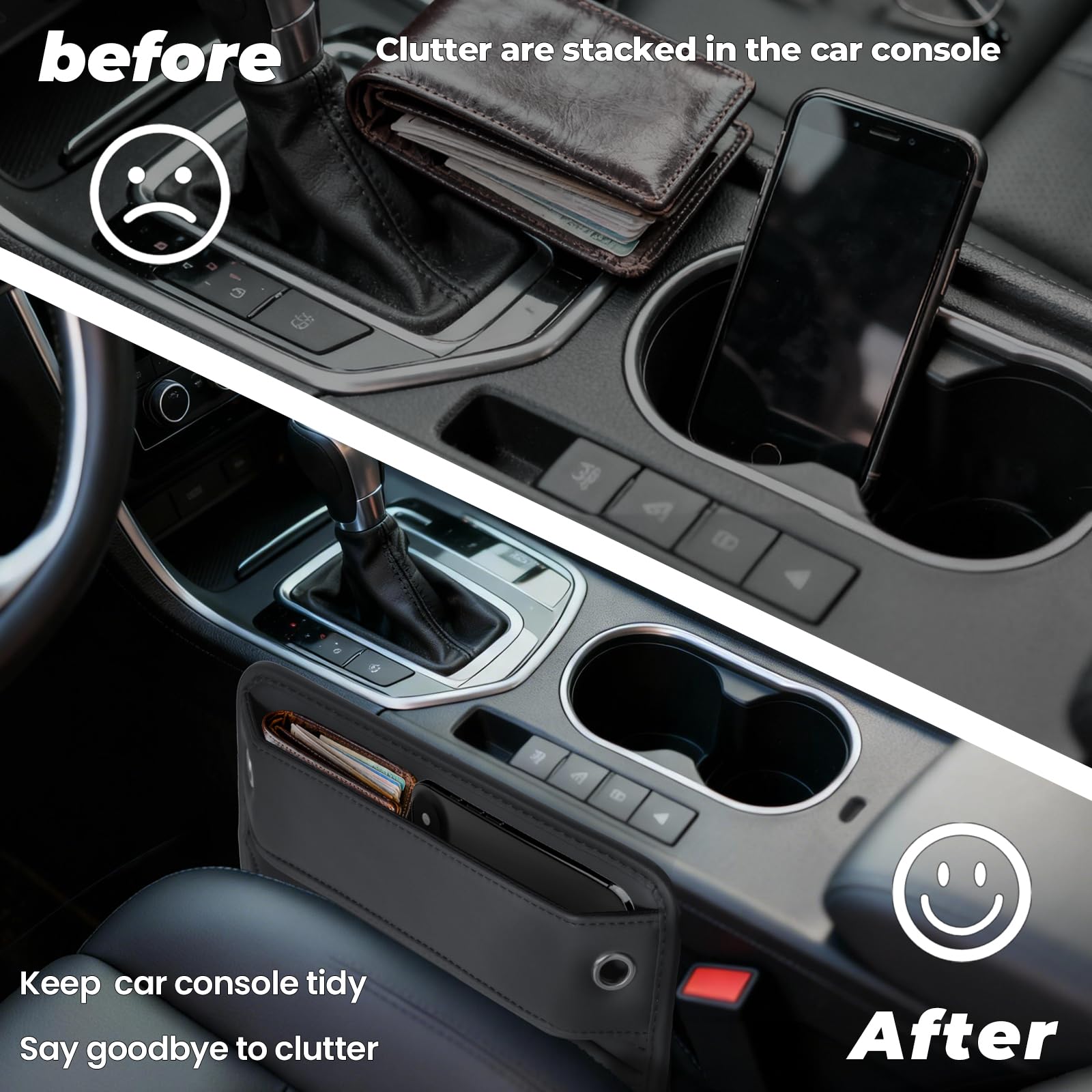 2 Pack Leather Car Seat Gap Filler (Organizer, Universal)