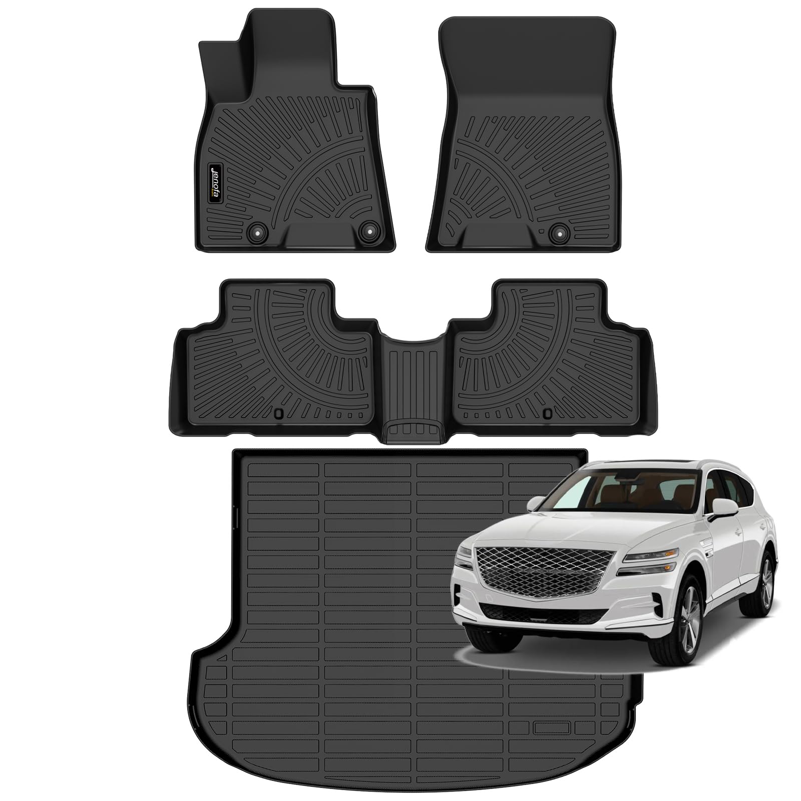 All-Weather Car Floor Mats Full Set (TPE, Cargo & Rear Back Mat)