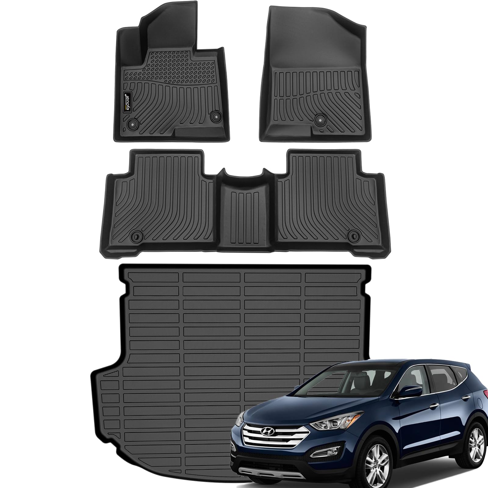 All-Weather Car Floor Mats Full Set (TPE, Cargo & Rear Back Mat)