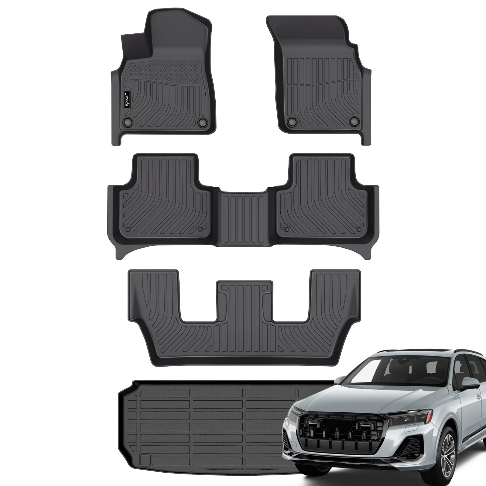 All-Weather Car Floor Mats Full Set (TPE, Cargo & Rear Back Mat)