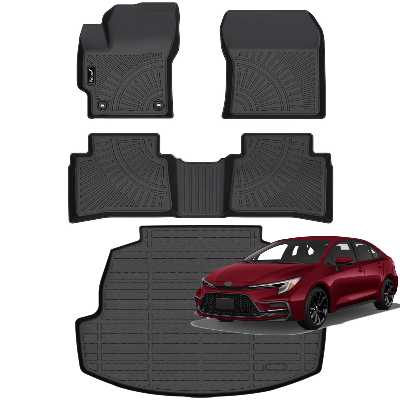 All-Weather Car Floor Mats Full Set (TPE, Cargo & Rear Back Mat)