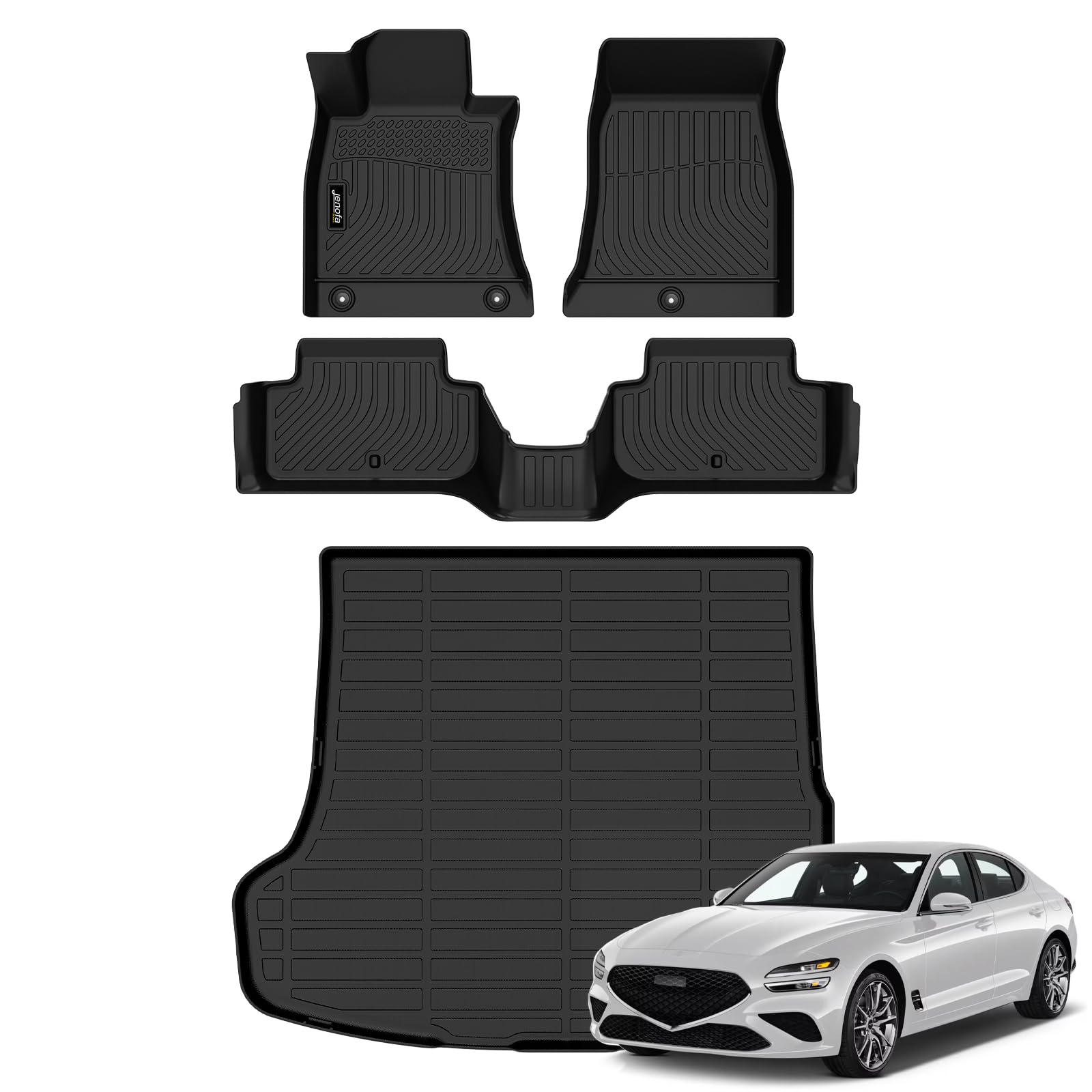 All-Weather Car Floor Mats Full Set (TPE, Cargo & Rear Back Mat)