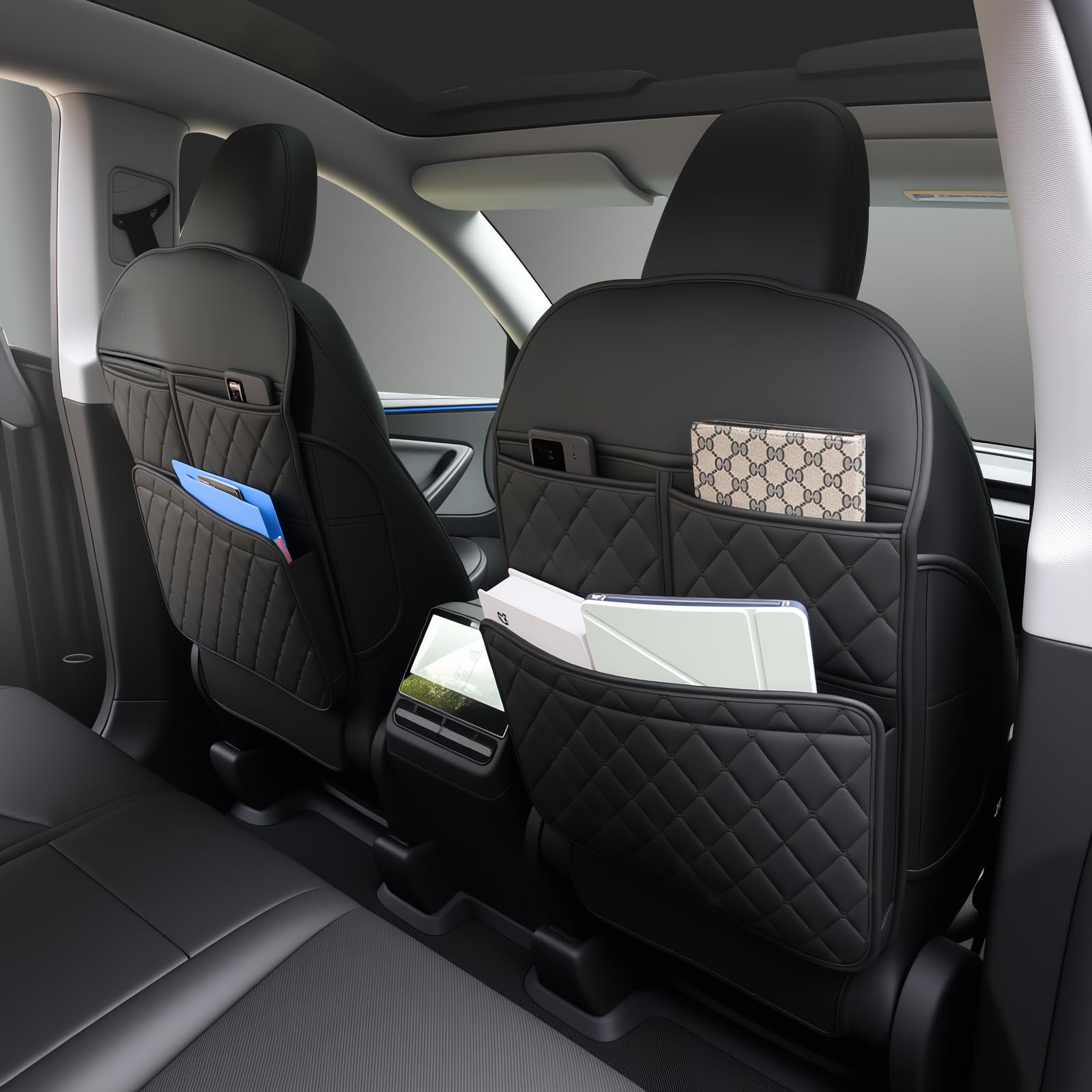 2 Pack Kick Mats Seat Back Protector (Kids, Anti-Scuff, Organizer)