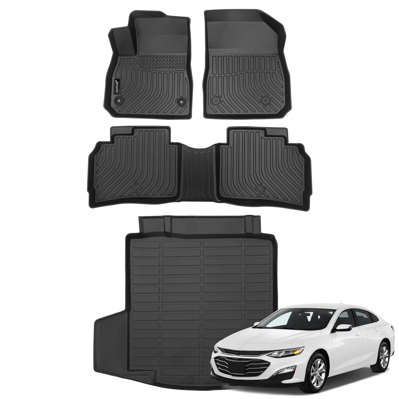 All-Weather Car Floor Mats Full Set (TPE, Cargo & Rear Back Mat)