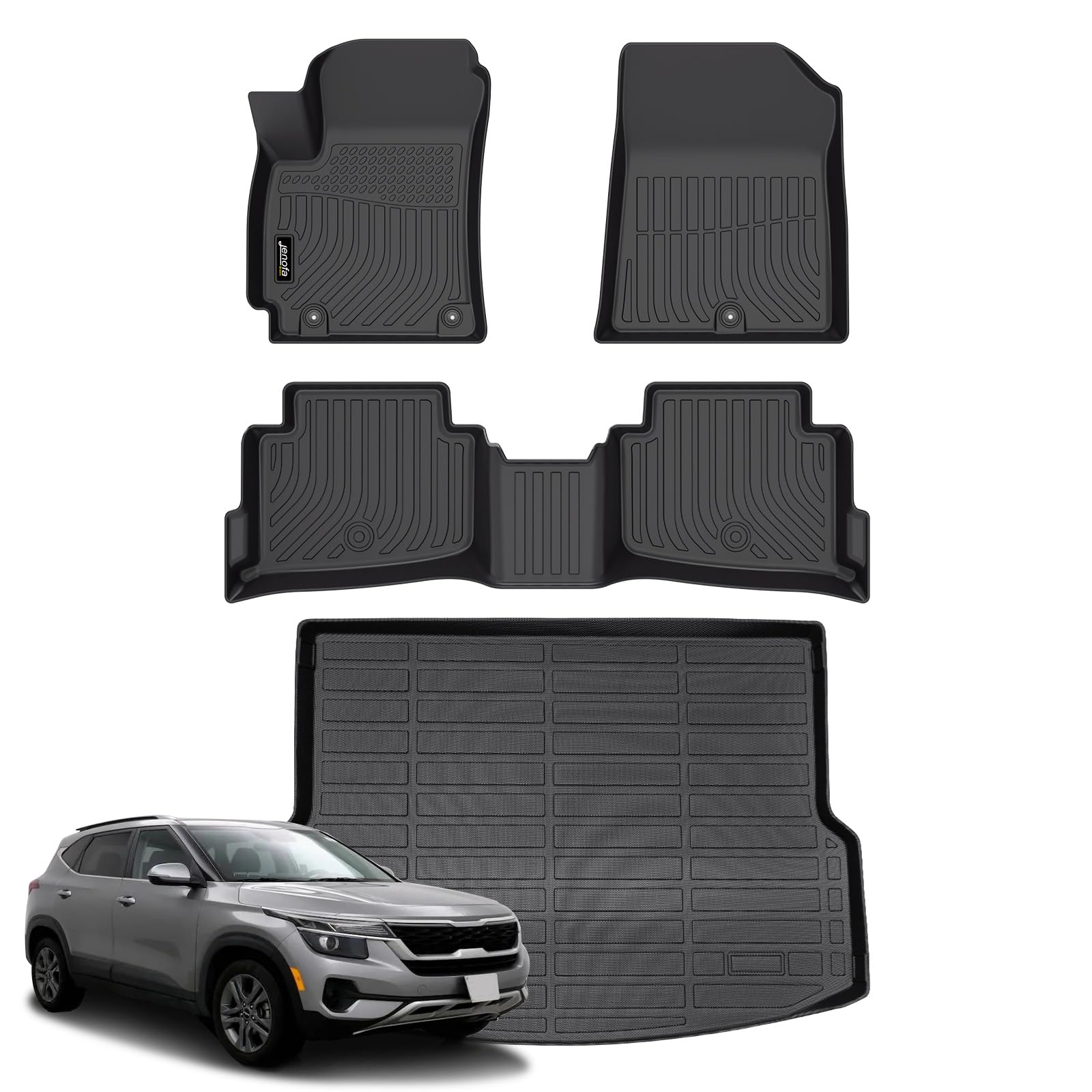 All-Weather Car Floor Mats Full Set (TPE, Cargo & Rear Back Mat)