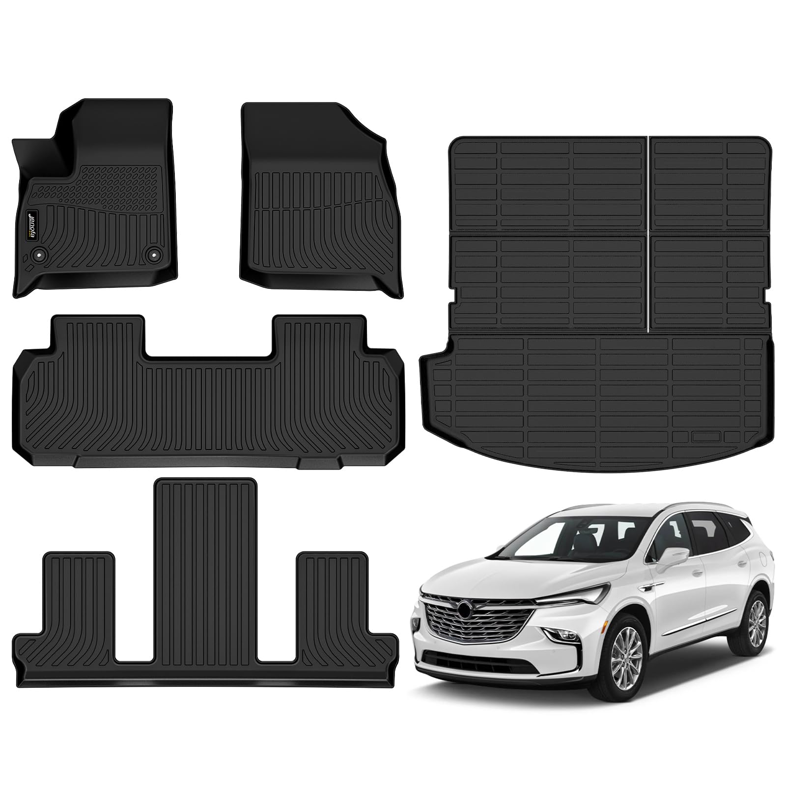 All-Weather Car Floor Mats Full Set (TPE, Cargo & Rear Back Mat)