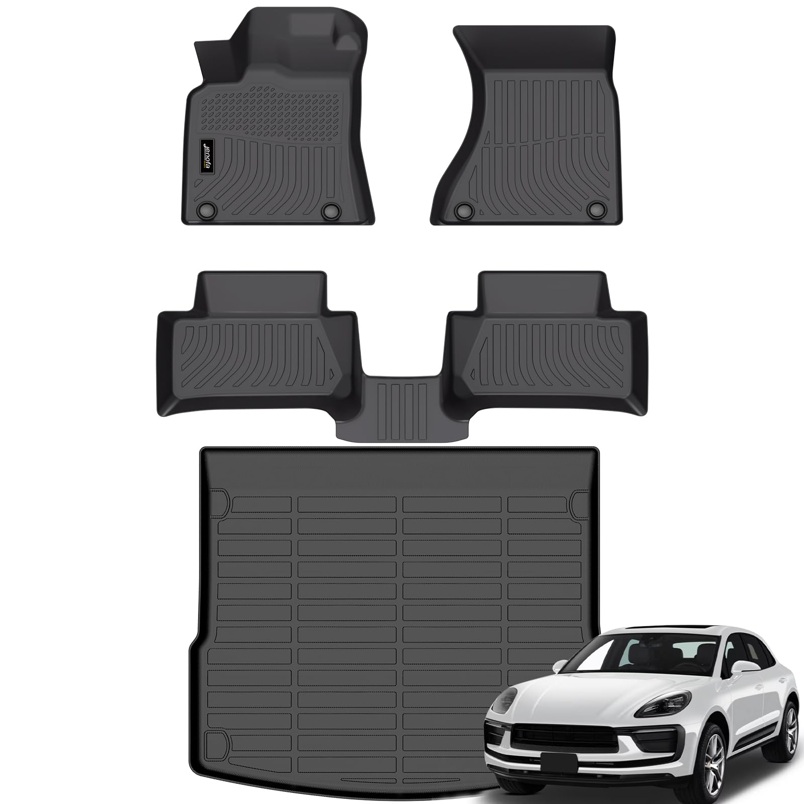 All-Weather Car Floor Mats Full Set (TPE, Cargo & Rear Back Mat)