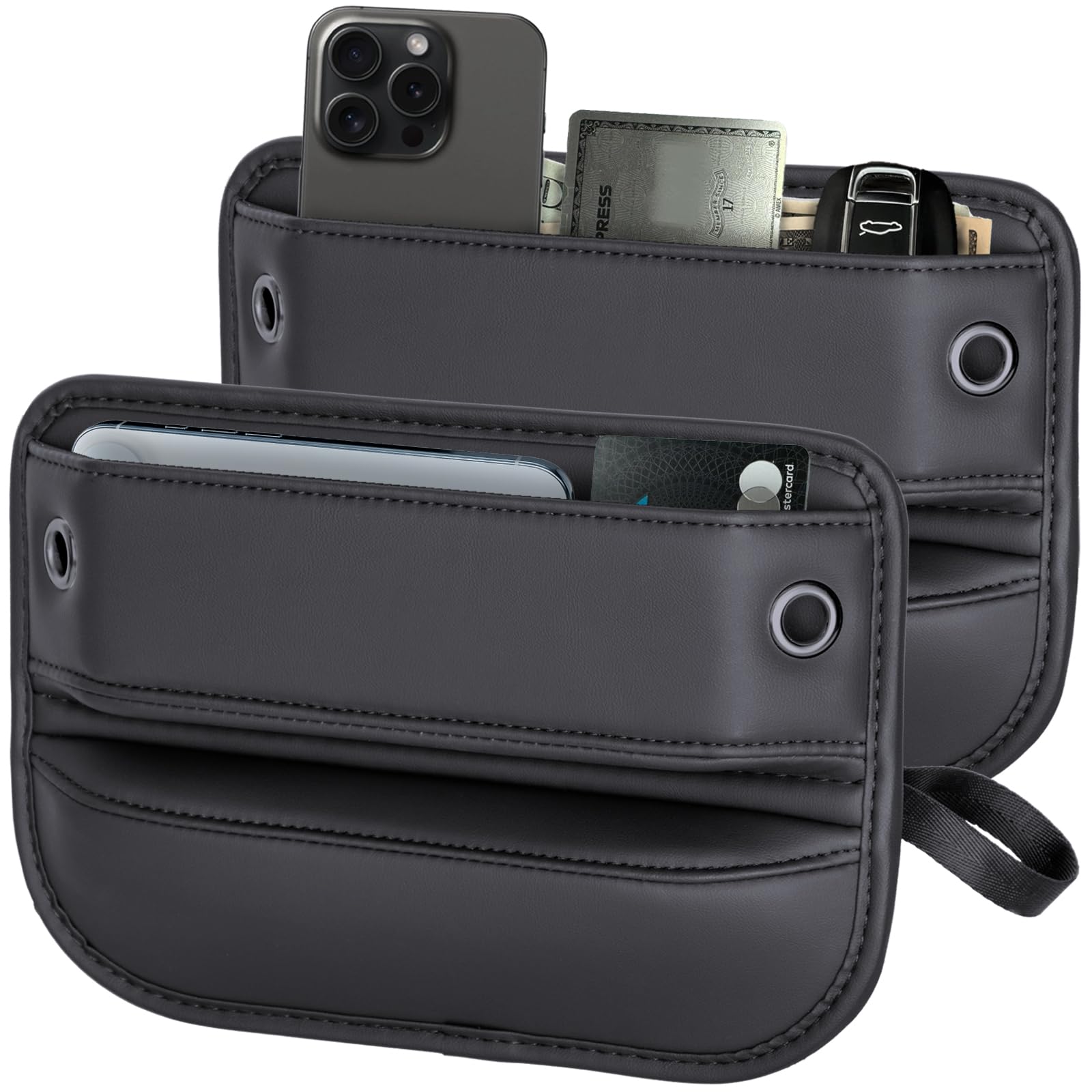 2 Pack Leather Car Seat Gap Filler (Organizer, Universal)