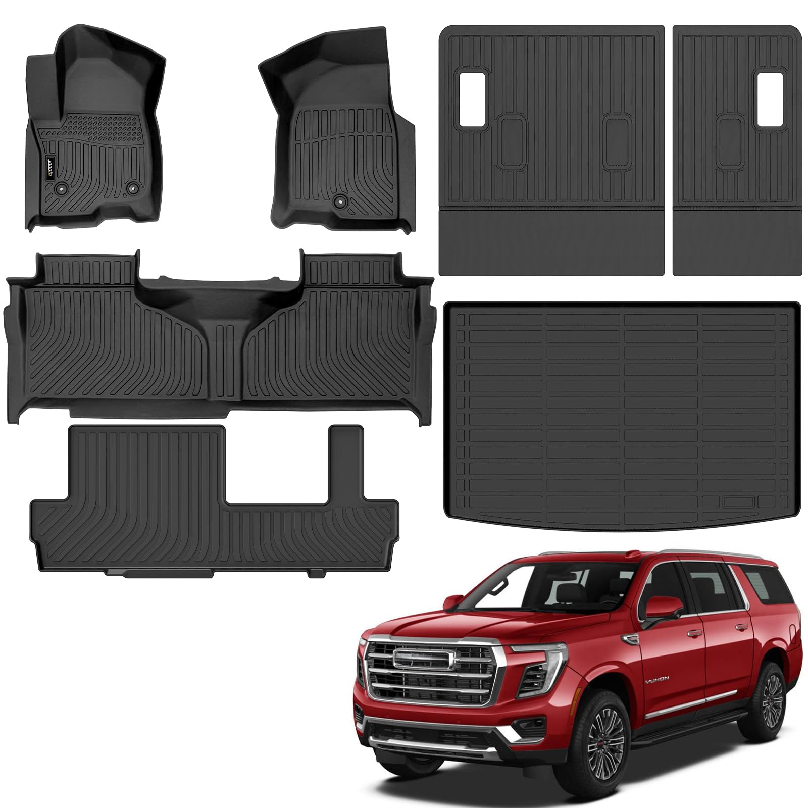 All-Weather Car Floor Mats Full Set (TPE, Cargo & Rear Back Mat)