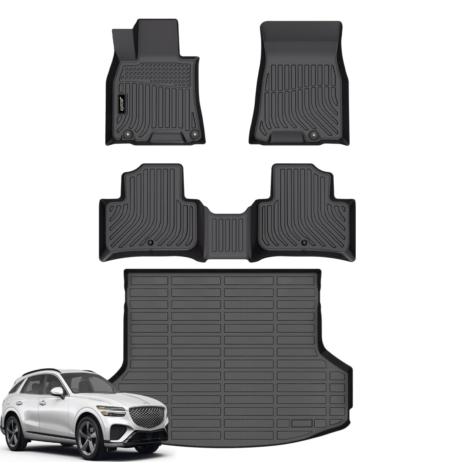 All-Weather Car Floor Mats Full Set (TPE, Cargo & Rear Back Mat)