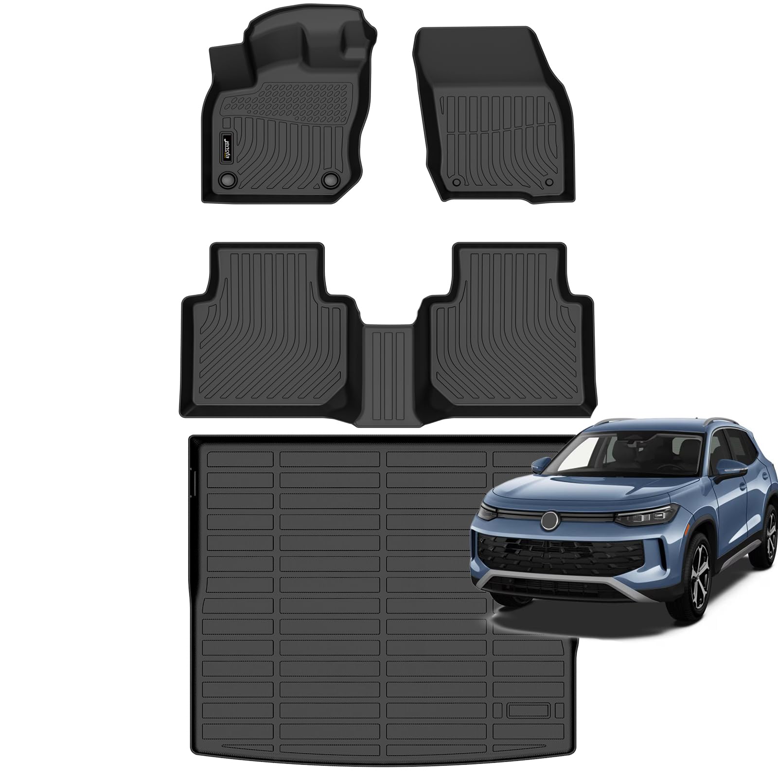 All-Weather Car Floor Mats Full Set (TPE, Cargo & Rear Back Mat)