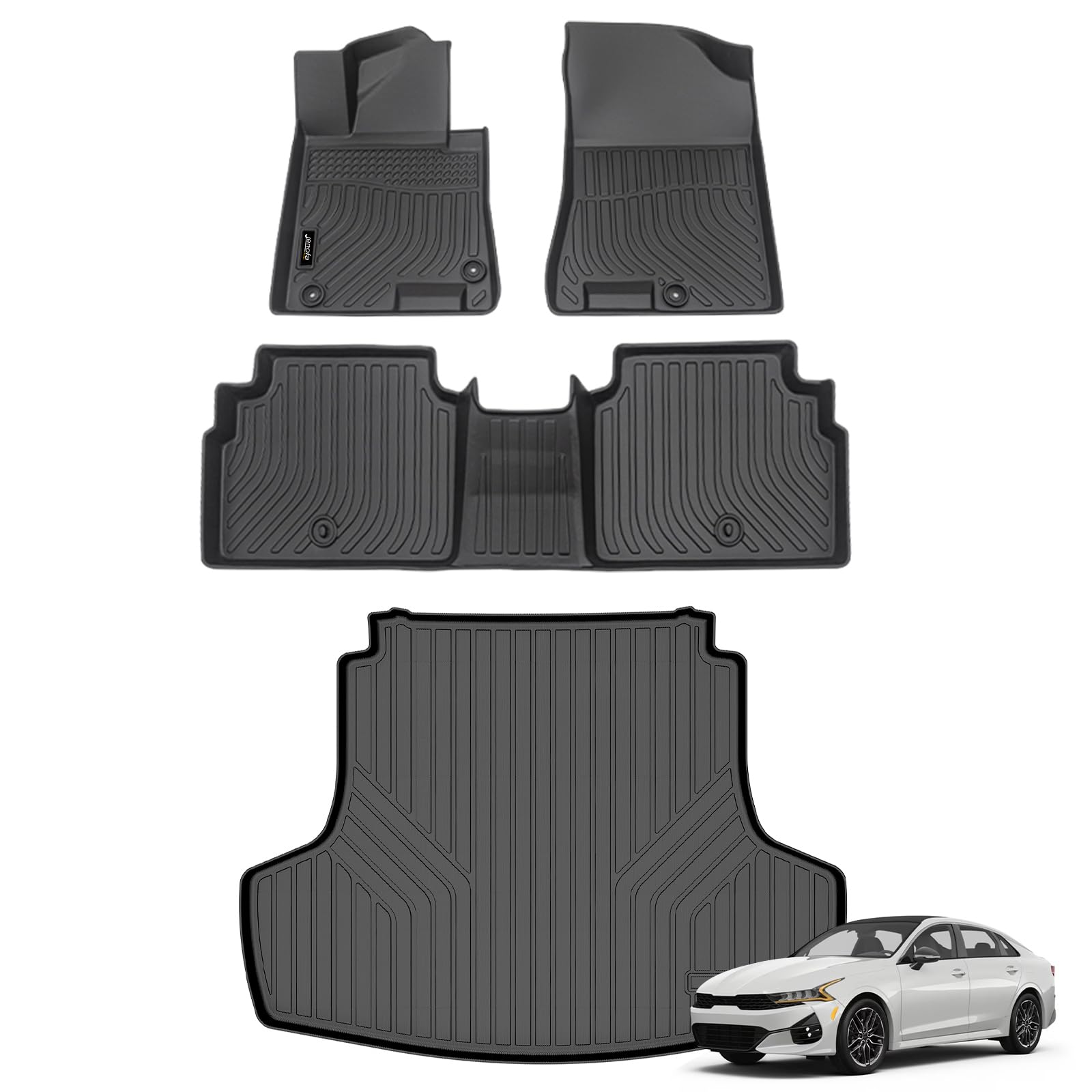 All-Weather Car Floor Mats Full Set (TPE, Cargo & Rear Back Mat)