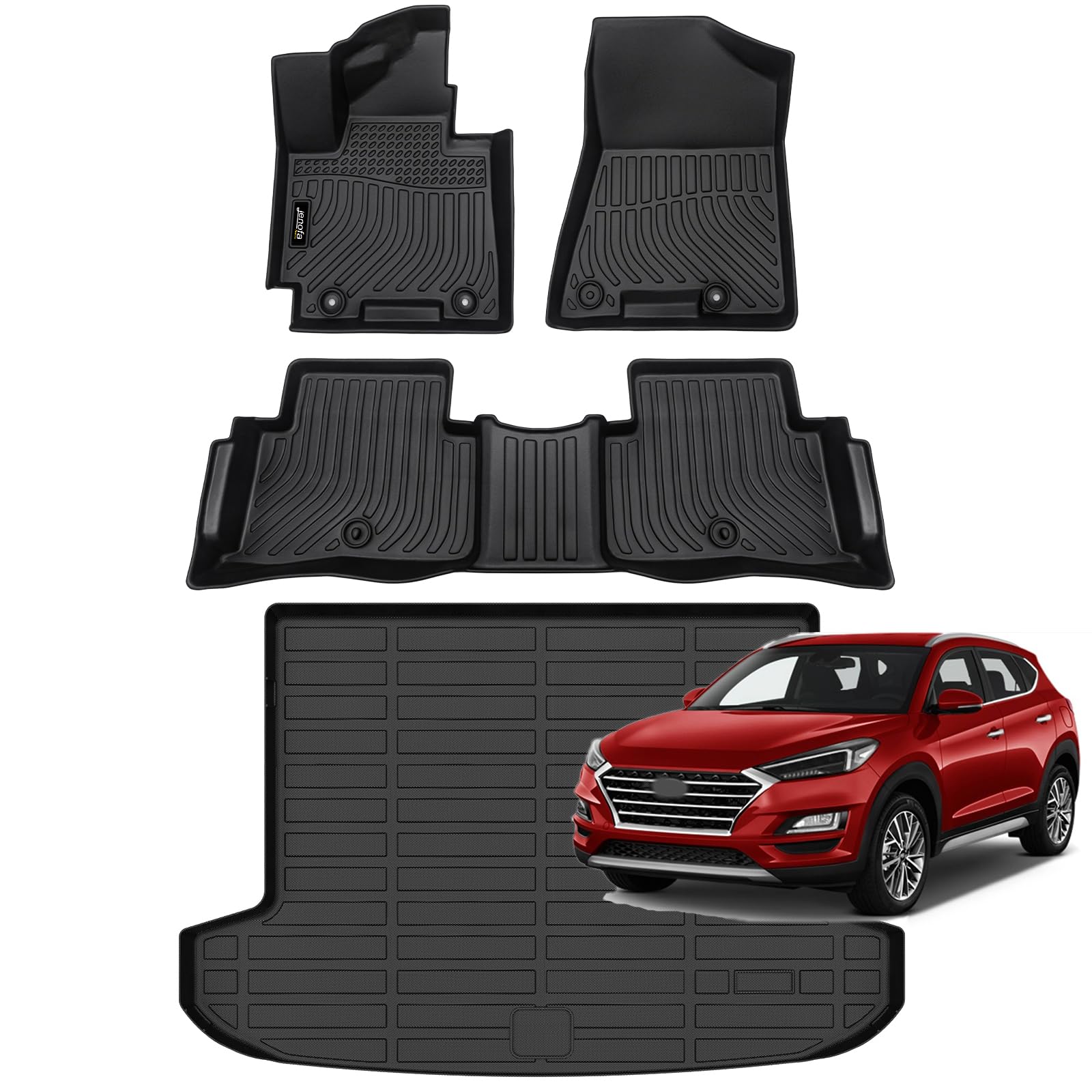 All-Weather Car Floor Mats Full Set (TPE, Cargo & Rear Back Mat)